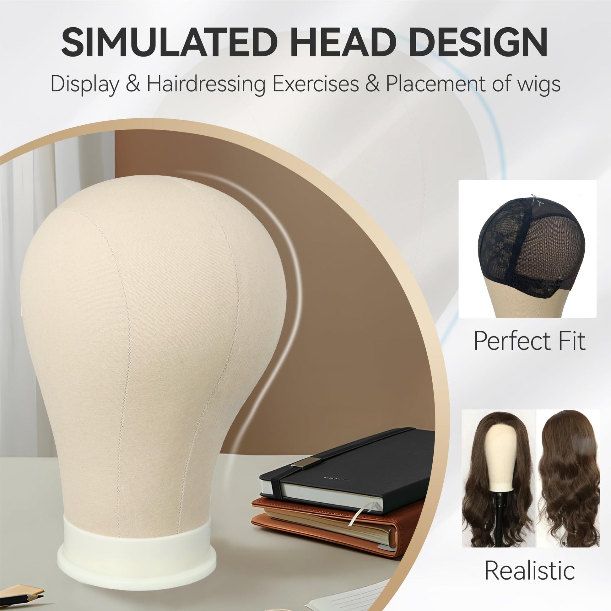 Lavender 22 Inch Wig Head for Wig, Canvas Mannequin Head with Mount Hole, Manikin Head for Wig Making, Styling and Display, Head Contour More Realistic