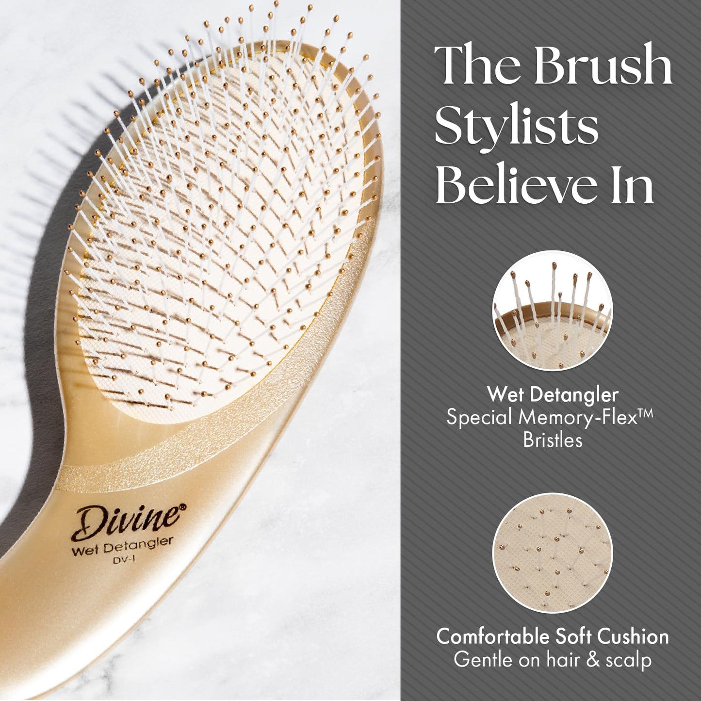 Dim Gray Olivia Garden Divine Paddle Brush for Women and Men - Professional Hair Brush for Thick and Fine Hair - Ideal for Straight, Wavy, and Curly Hair - Ergonomic Design