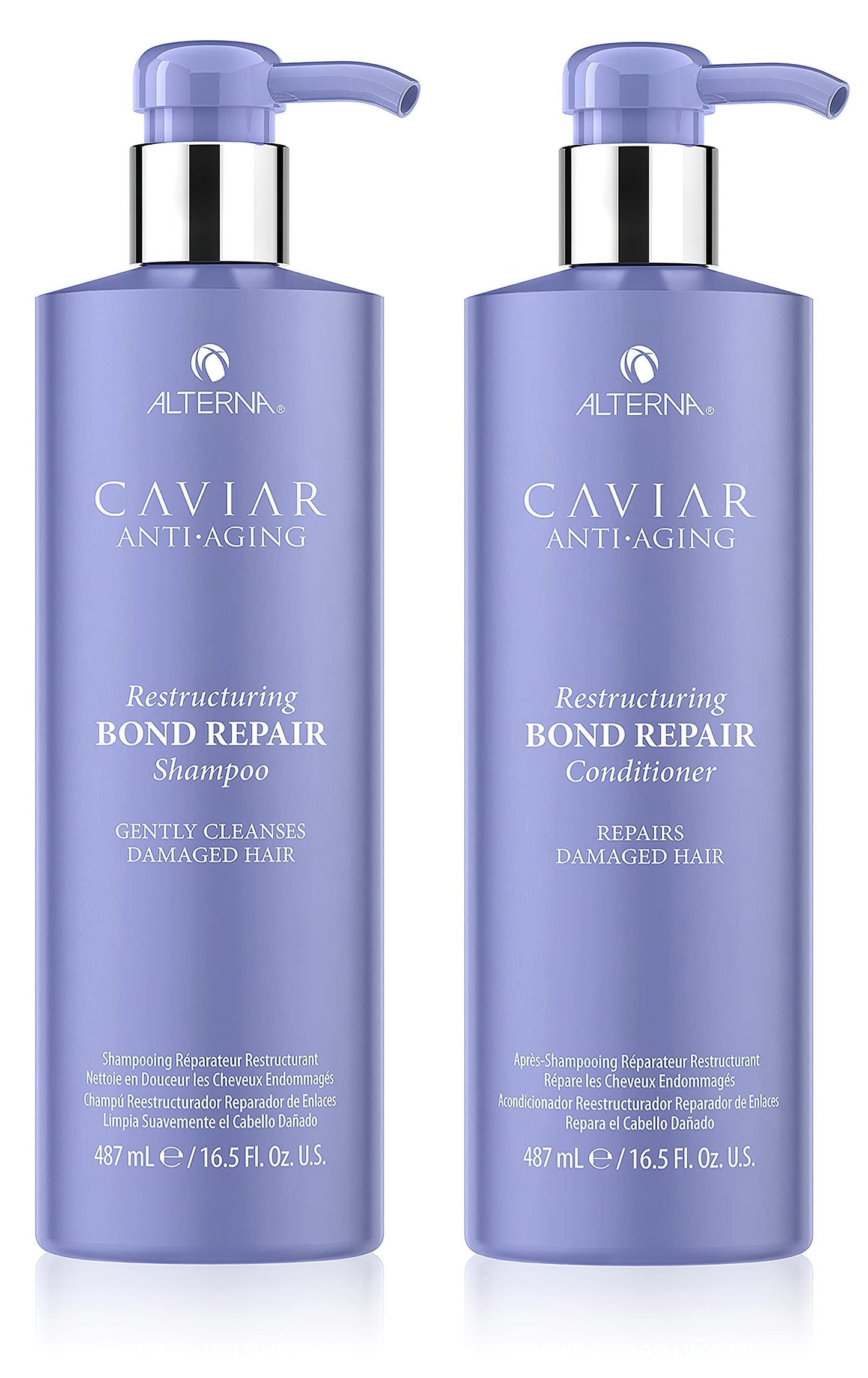 White Smoke Alterna Haircare CAVIAR Anti-Aging Restructuring Bond Repair Shampoo and Conditioner Bundle, 16.5 oz | For Brittle, Damaged Hair | Repairs, Strengthens and Protects Damaged Hair | Sulfate Free
