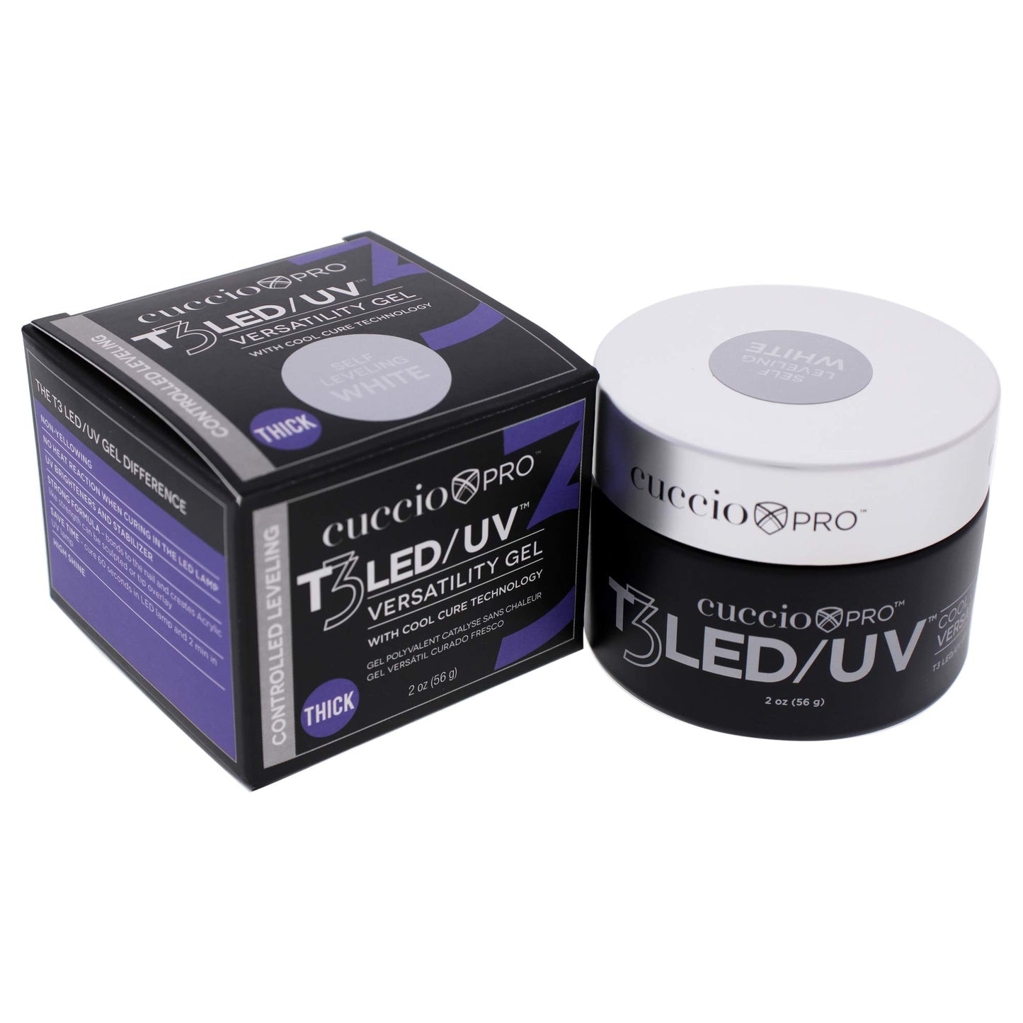 White Smoke Cuccio Pro T3 LED/UV Cool Cure Versatility Gel - Self-Levelling Gel With Calcium - Incredibly Flexible - Strong Adhesion - High Shine Finish - Fast Application - White - 2 Oz Nail Gel