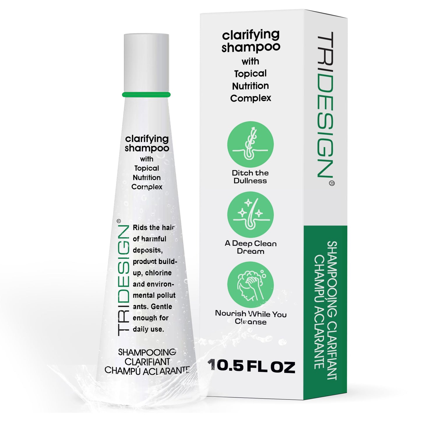 White Smoke TRIDESIGN Hair Care Clarifying Shampoo - Liquid Shampoo for Hair Deep Cleansing - Build Up & Impurities - Perfect Hair Care Products & Everyday - 10.5 fl. oz.