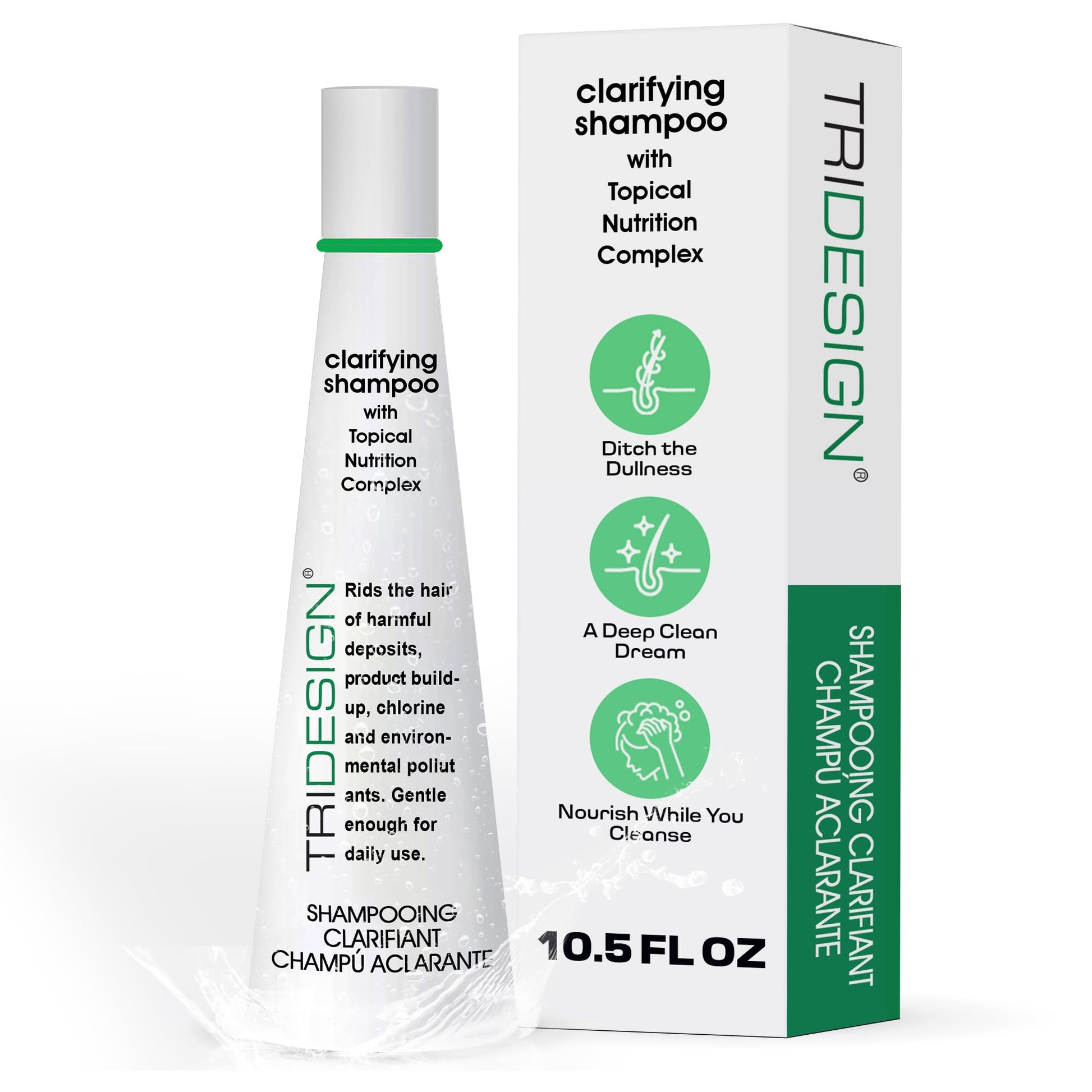 White Smoke TRIDESIGN Hair Care Clarifying Shampoo - Liquid Shampoo for Hair Deep Cleansing - Build Up & Impurities - Perfect Hair Care Products & Everyday - 10.5 fl. oz.