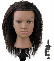 White Smoke African American Mannequin Head with 100% Human Hair Manikin Head with Stand for Styling Hair Blowing Hair Cutting Braiding (Afro Kinky Straight)