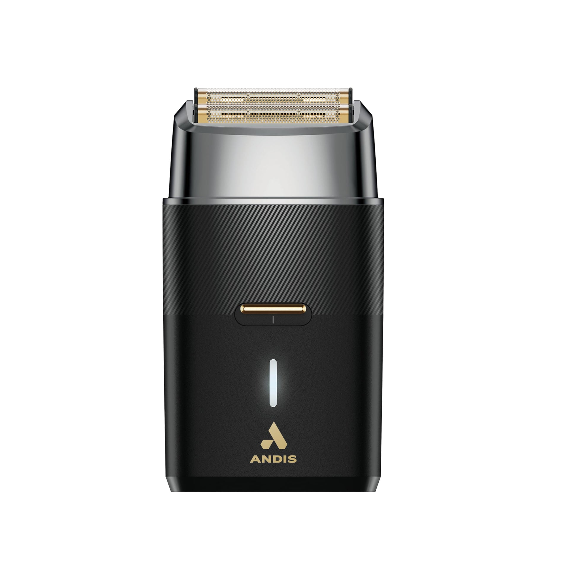 Dark Slate Gray Andis 563616 Pro Foil Plus II Cordless Shaver, Gold Titanium Foils, Lithium Ion Battery, Includes USB-C Charging Stand, Black