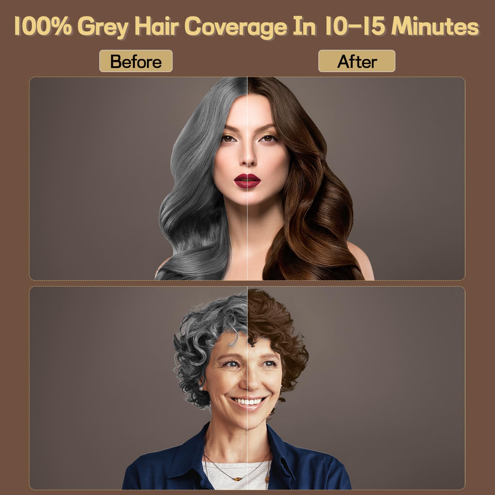 Dim Gray BOJICA Dark Brown Hair Dye Shampoo, Hair Color Shampoo for Women, 3 in 1 Hair Dye for Gray Hair 100% Grey Hair Coverage/Instant/Herbal Ingredients 17.6 OZ