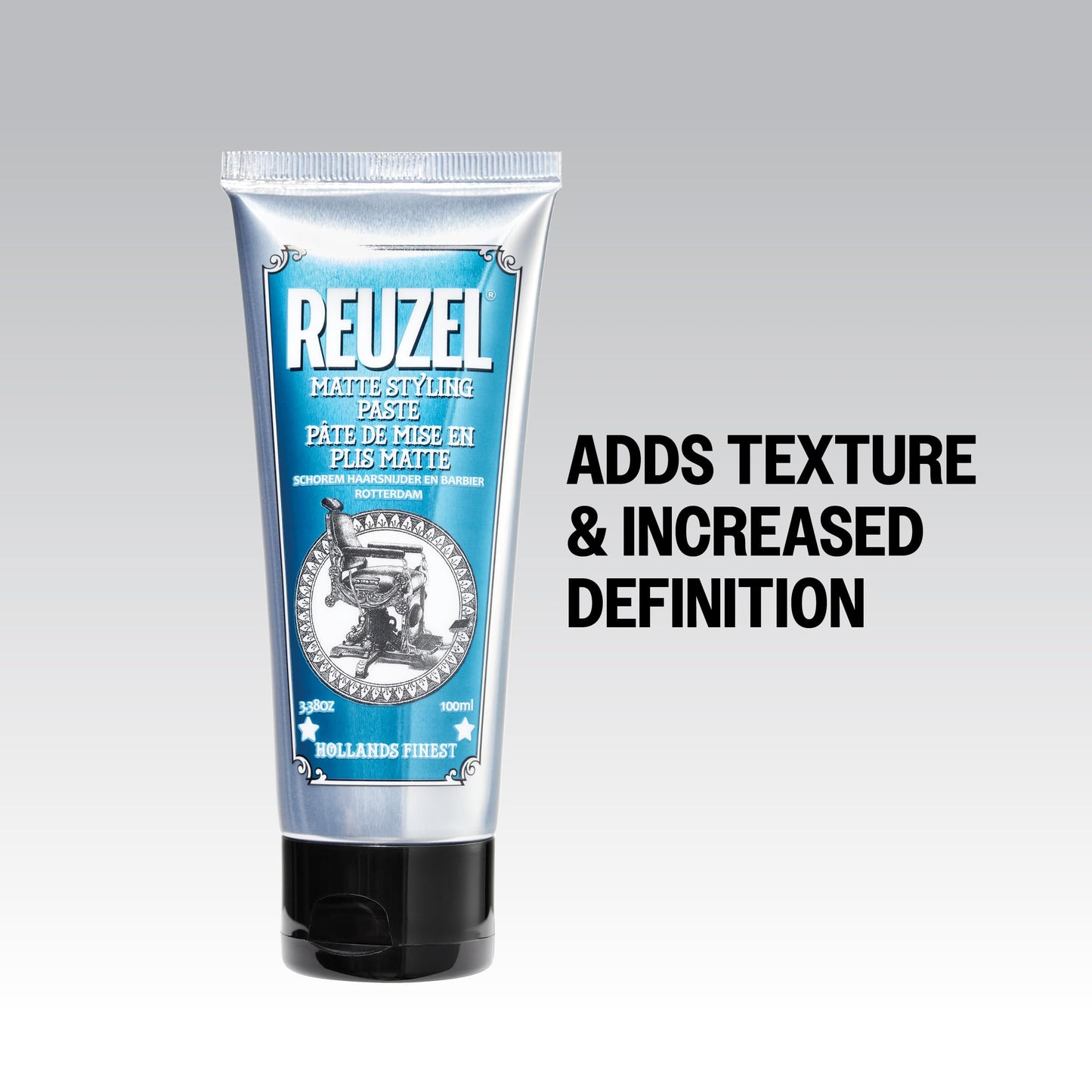 White Smoke REUZEL Matte Styling Paste, Weightless, Pliable Medium All Day Hold, Adds Fullness and Texture, Matte Finish, Subtle Sugary Rum Scent, For All Hair Types, 3.38 oz