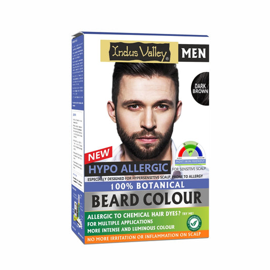 White Smoke Indus Valley 100% botanical Hypo Allergic Beard Color for Men (Dark Brown) Beard Dye For Men Dark Brown, Men's Natural Beard Hair Coloring Kit, Amonia & PPD Free Made up of 8 Organic Ingredients