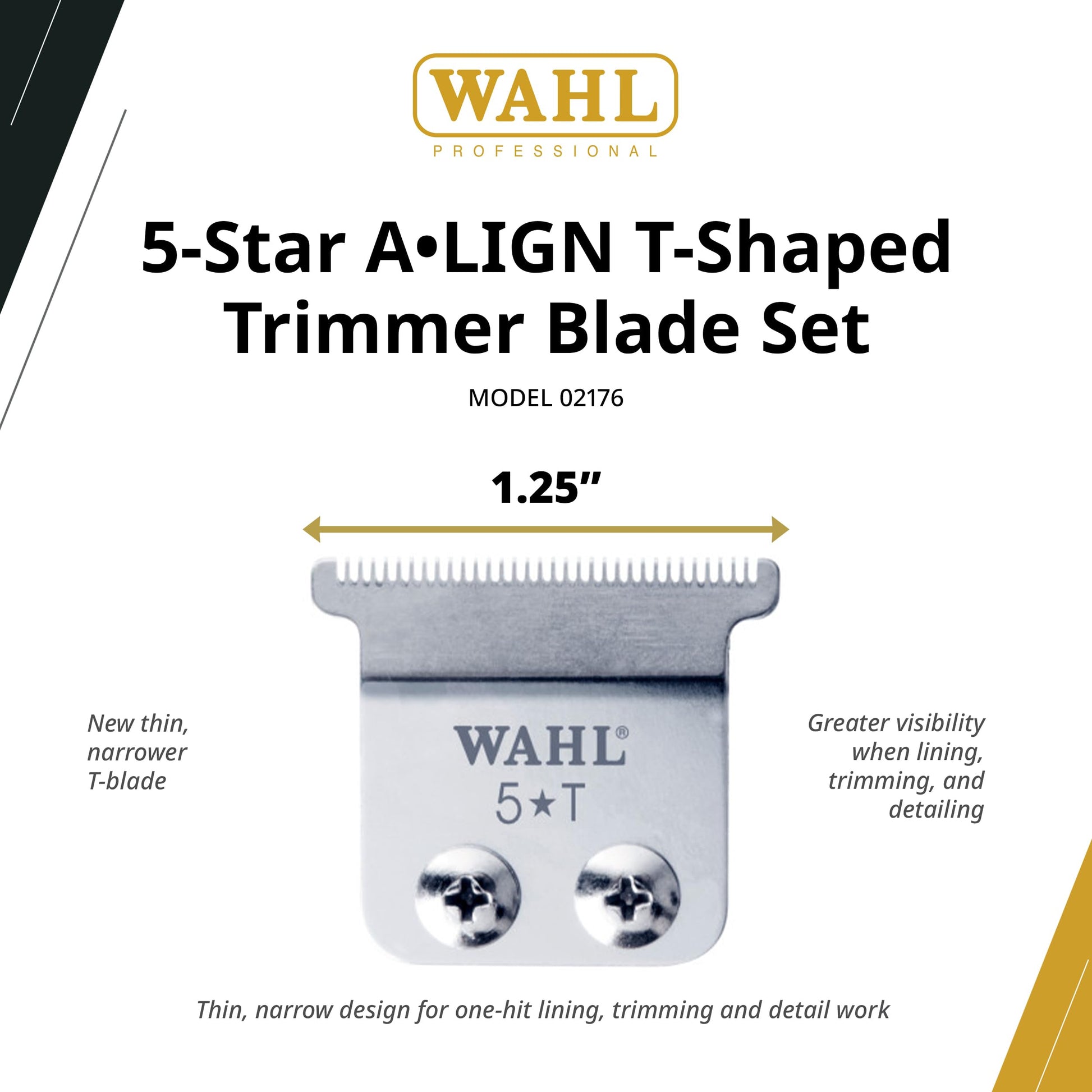 White Smoke Wahl Professional Align T-Blade, High-Precision Replacement, Stainless Steel, Easy to Install, Durable, Fits Align Trimmers