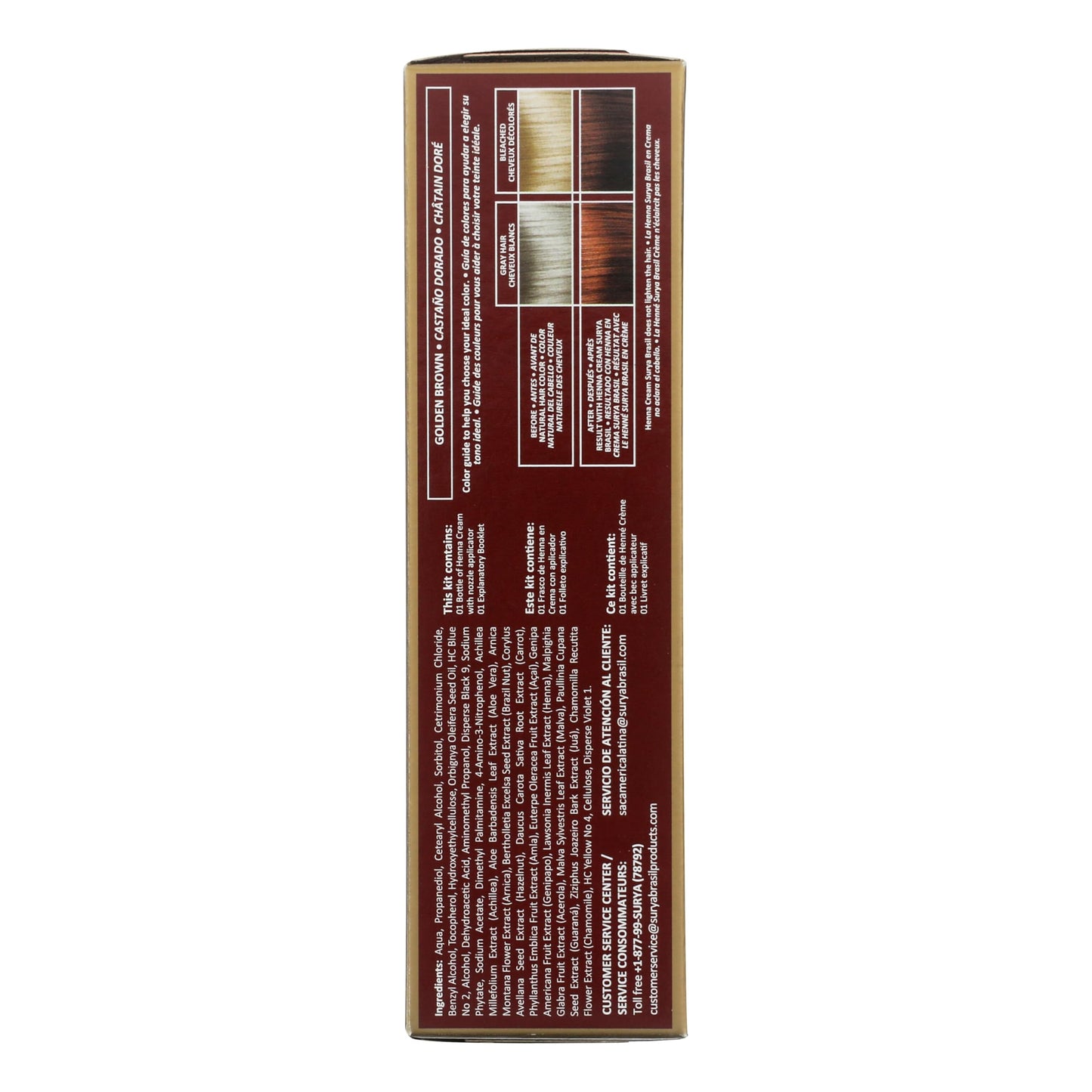 Saddle Brown Surya Brasil - Henna Cream, Semi-Permanent Golden Brown Hair Color Treatment for Gray Coverage, Deep Conditioning Hair Dye, 2.37 oz / 70 ml
