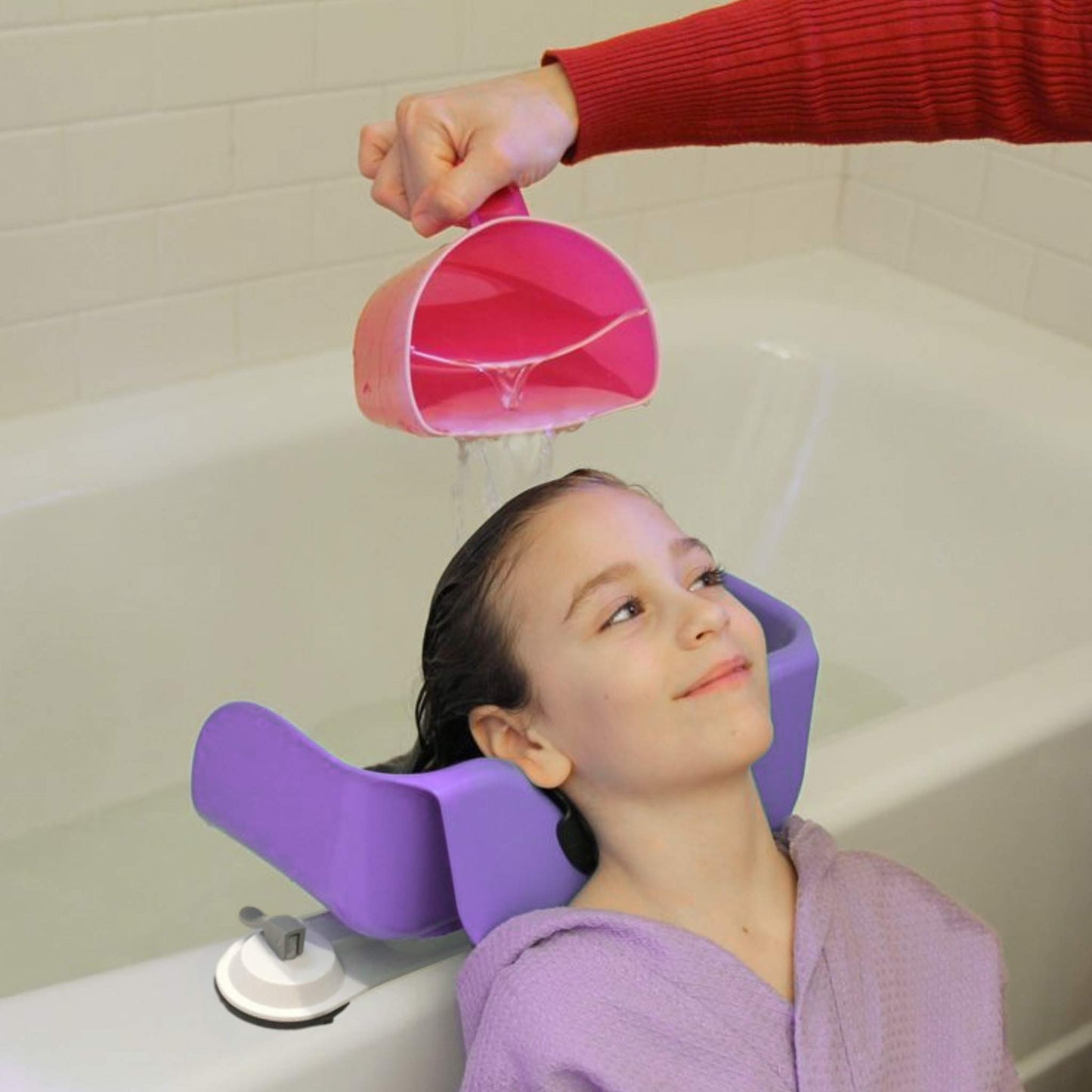 Dark Gray Shampoo Buddy Portable Hair Wash Basin for Children, Toddlers, Kids, Teens | Portable Shampoo Bowl for use on Bathtub or Sink (Purple)