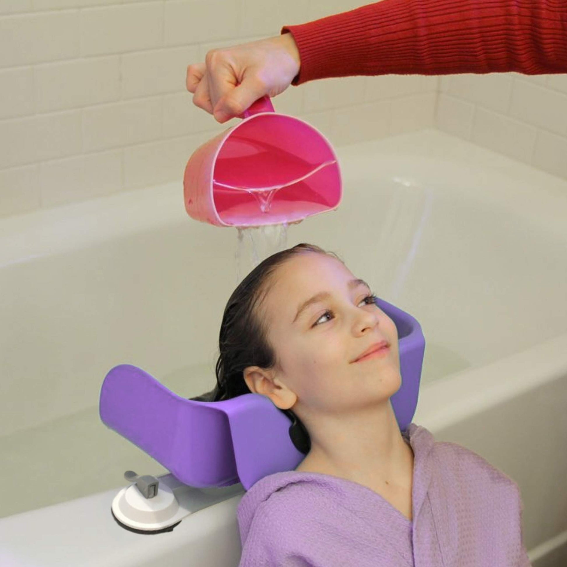 Dark Gray Shampoo Buddy Portable Hair Wash Basin for Children, Toddlers, Kids, Teens | Portable Shampoo Bowl for use on Bathtub or Sink (Purple)