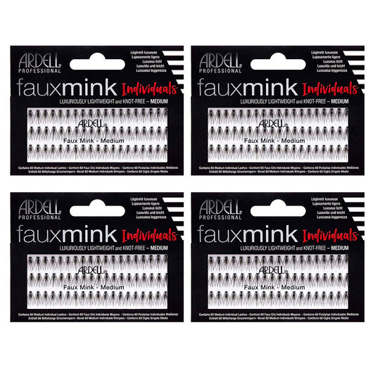 Black Ardell False Eye Lashes Faux Mink Individuals Medium Black 4 Pack