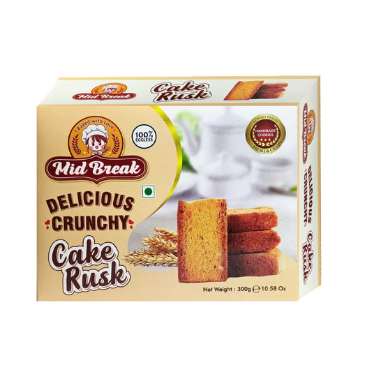 Light Goldenrod MidBreak - Cake Rusk, Extra Soft, Cake Rusk, 100% Eggless, Premium Handmade Cake Rusks, 300 Gm, Pack of 1