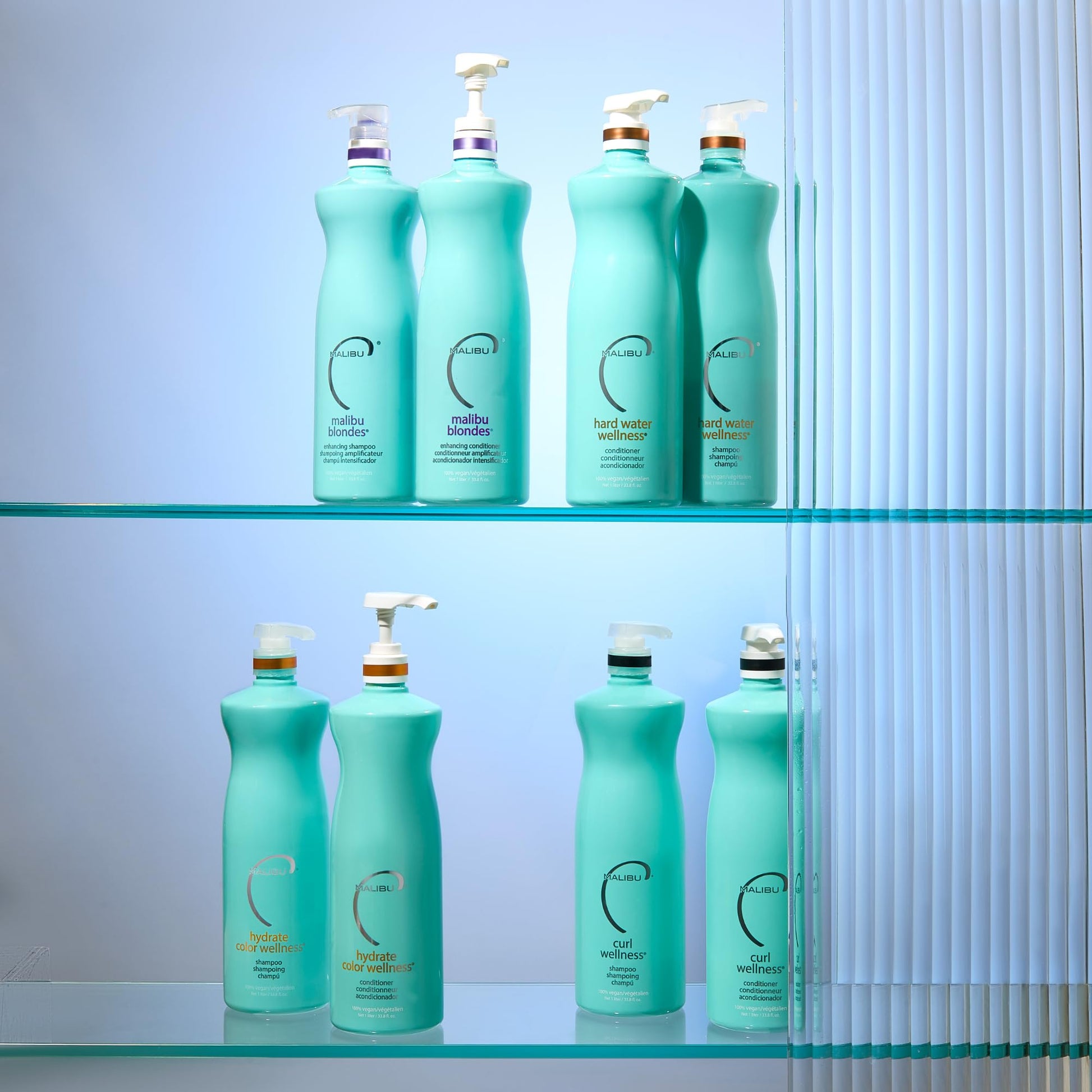 Light Blue Malibu C Hard Water Wellness Shampoo and Conditioner Duo - Hydrating Hair Care for Shine & Manageability - Protects from Waterborne Elements That Cause Dry, Damaged Hair (33.8oz)