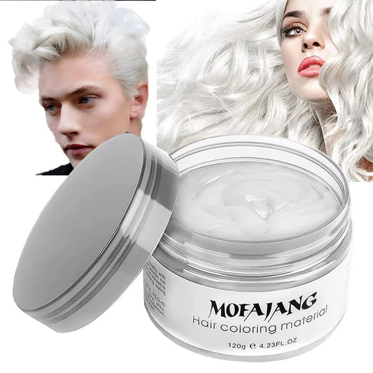 White Smoke Hair Wax Color White, Temporary Hair Color Dye Washable Hair Styling Mud, Style Clay for Girls Boys Teens Women, Instant Hair Coloring Gel Cream for DIY Cosplay Halloween Children's Day (1, White)