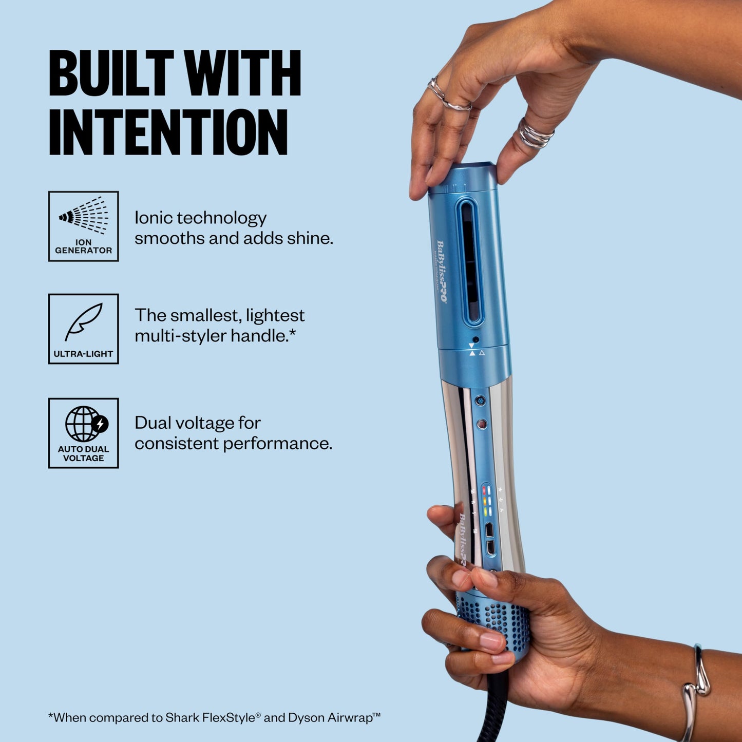 Light Blue BaBylissPRO The Style/Switch 5-in-1 Air Styling and Drying System, Ionic Lightweight Multi-Styler Hot Air Styler for Curly and Coily Hair Types