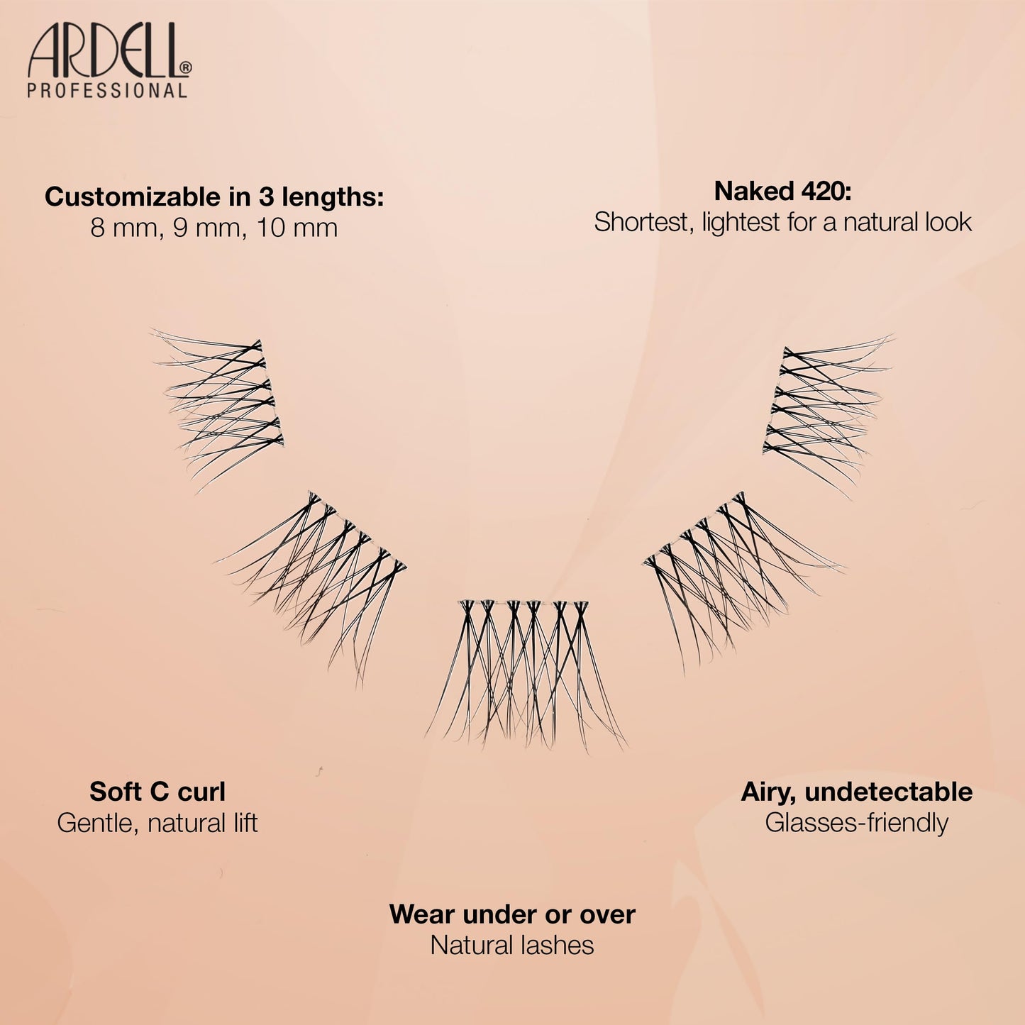 Wheat Ardell Naked Clusters 420 – Seamless Individual Lashes, Reusable Lash Clusters with Invisiband, DIY Eyelash Cluster, Natural Look Lash Extensions, 50 ct