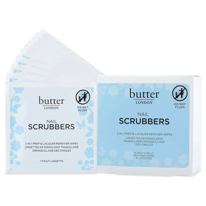 White Smoke Butter LONDON Nail Polish Remover Pads, Nail Scrubbers (10 Count) - 2-in-1 Prep & Lacquer Remover Nail Wipes - Travel-Friendly Gel Fingernail Polish Remover - Cruelty-Free, Paraben-Free & Gluten-Free