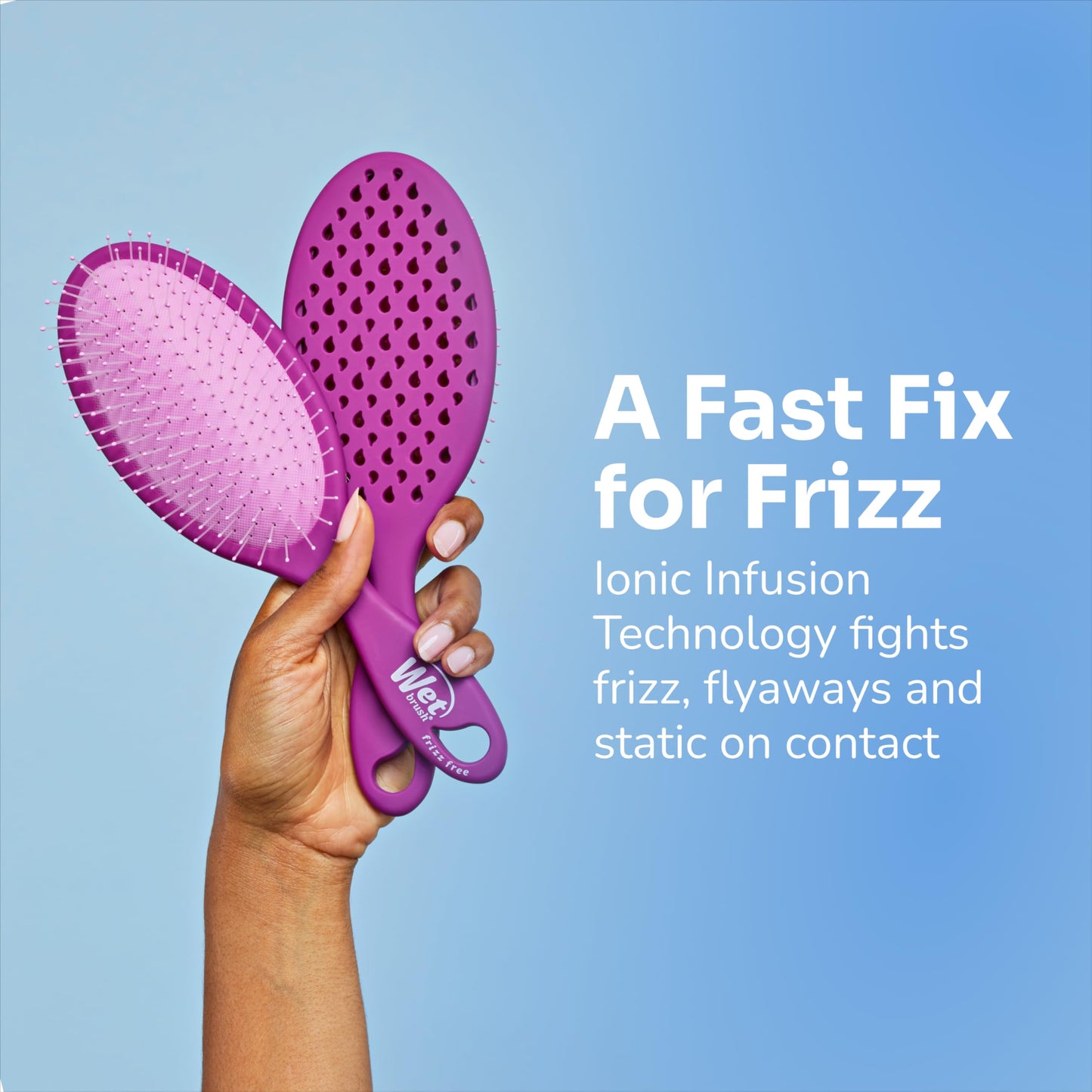 Cornflower Blue Wet Brush Frizz-Free Detangler Brush with Ionic Technology, Purple, Provides Frizz Control, Reduces Static, and Smooths All Hair Types, Best For Dry Hair, Made for Women, Men & Kids