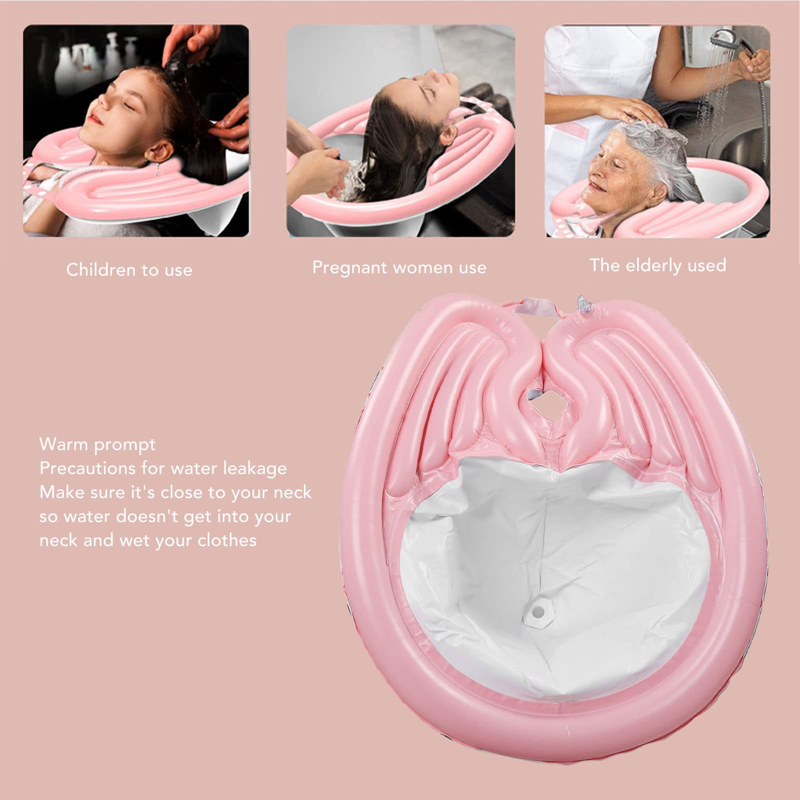 Gray Hair Shampoo Basin, Portable Hair Washing Tray Pink with Detachable Drain Hose for Home