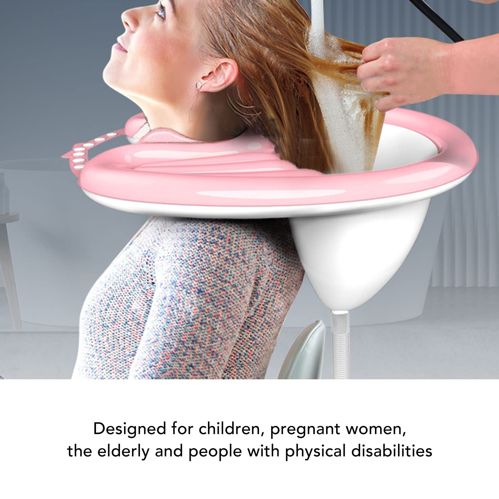 White Smoke Hair Shampoo Basin, Portable Hair Washing Tray Pink with Detachable Drain Hose for Home