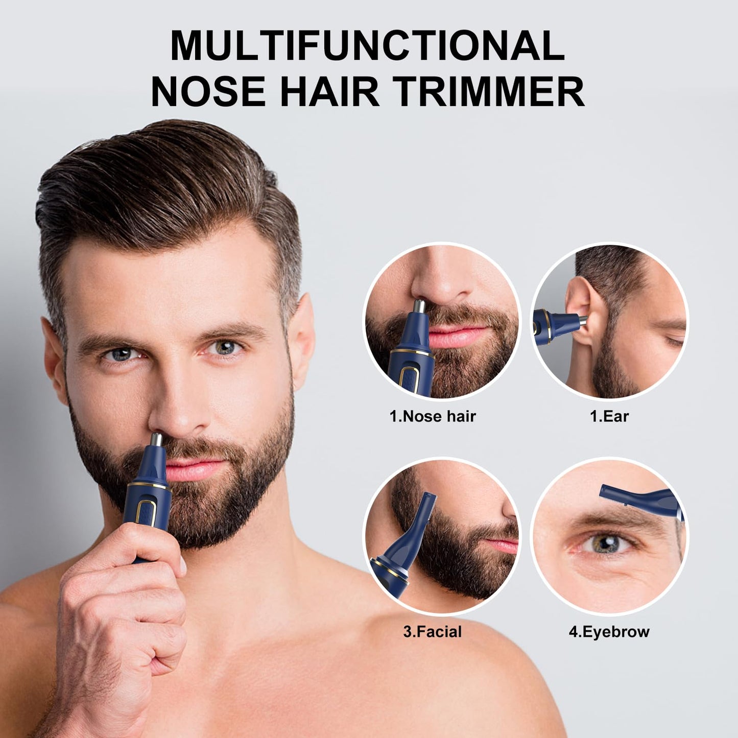 Lavender XOOMRSCP Nose Hair Trimmers for Men，Rechargeable Hair Trimmer 2 in 1 Painless Multifunctional Ear and Nose Hair Trimmer with IPX7 Waterproof Dual Edge Blades (Blue)