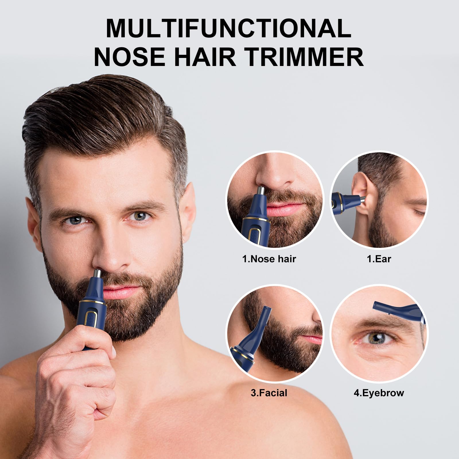 Lavender XOOMRSCP Nose Hair Trimmers for Men，Rechargeable Hair Trimmer 2 in 1 Painless Multifunctional Ear and Nose Hair Trimmer with IPX7 Waterproof Dual Edge Blades (Blue)