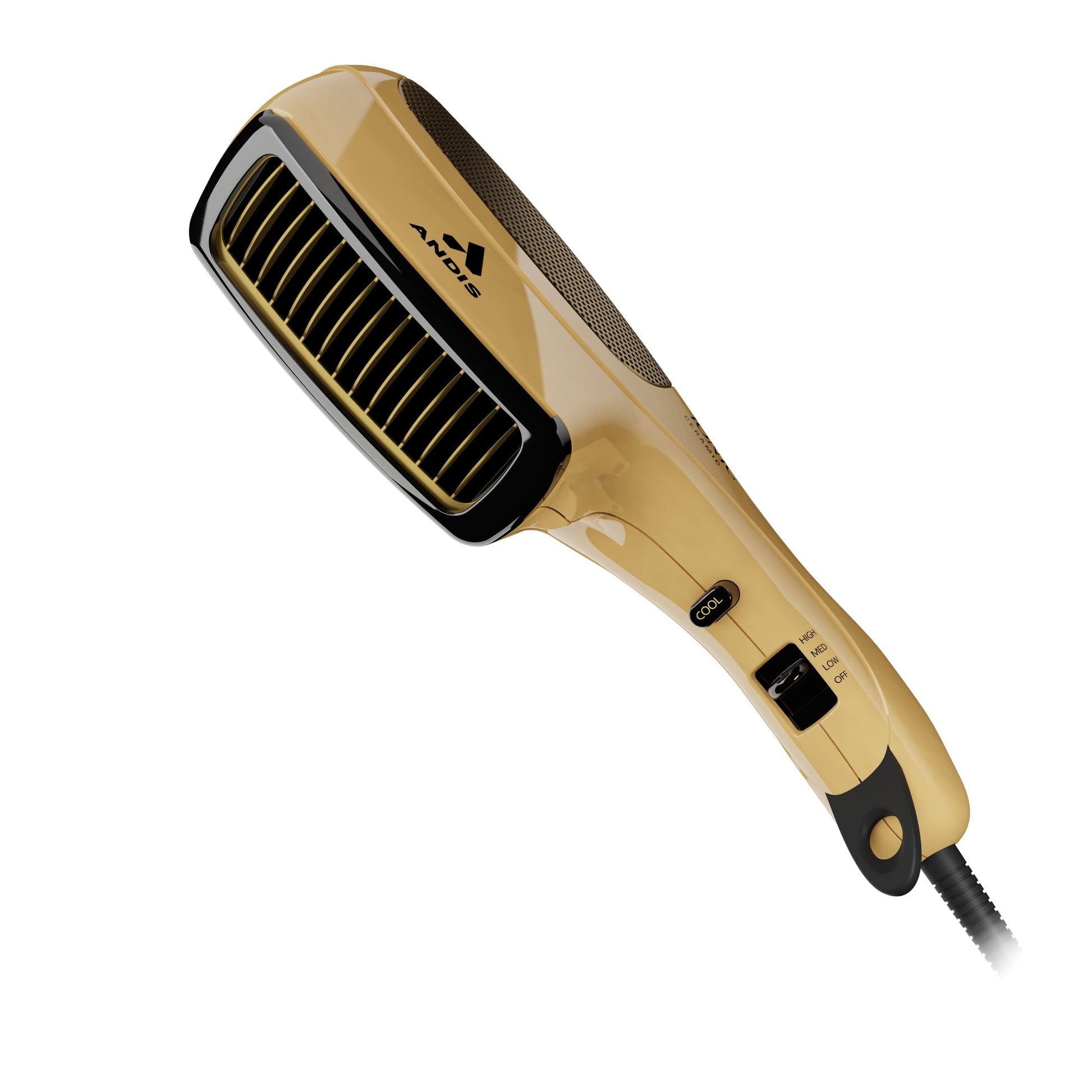 White Smoke Andis 82125 1875-Watt Tourmaline Ceramic Ionic Styling Hair Dryer, Styling Hair Dryer with Ionic Frizz-Free Technology, No Heat Damage, Lightweight Hairdryer for Normal & Curly Hair - Gold