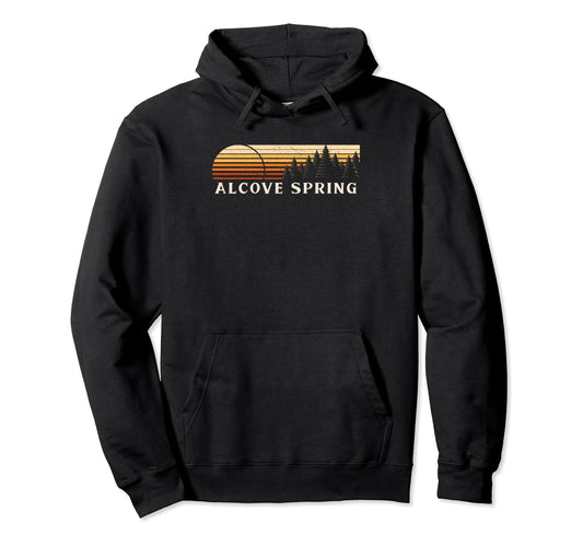 Black Alcove Spring, KS Vintage Evergreen Sunset Eighties Retro Pullover Hoodie