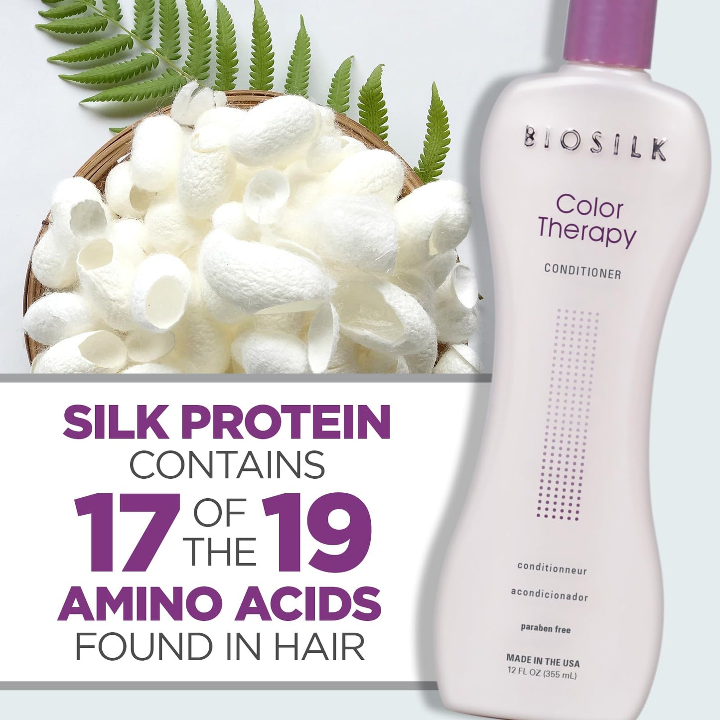 White Smoke BioSilk Color Therapy Conditioner, Replenishes Moisture While Protecting Color, Enhances Vibrancy & Shine, Sulfate, Paraben & Cruelty-Free, 12 Oz