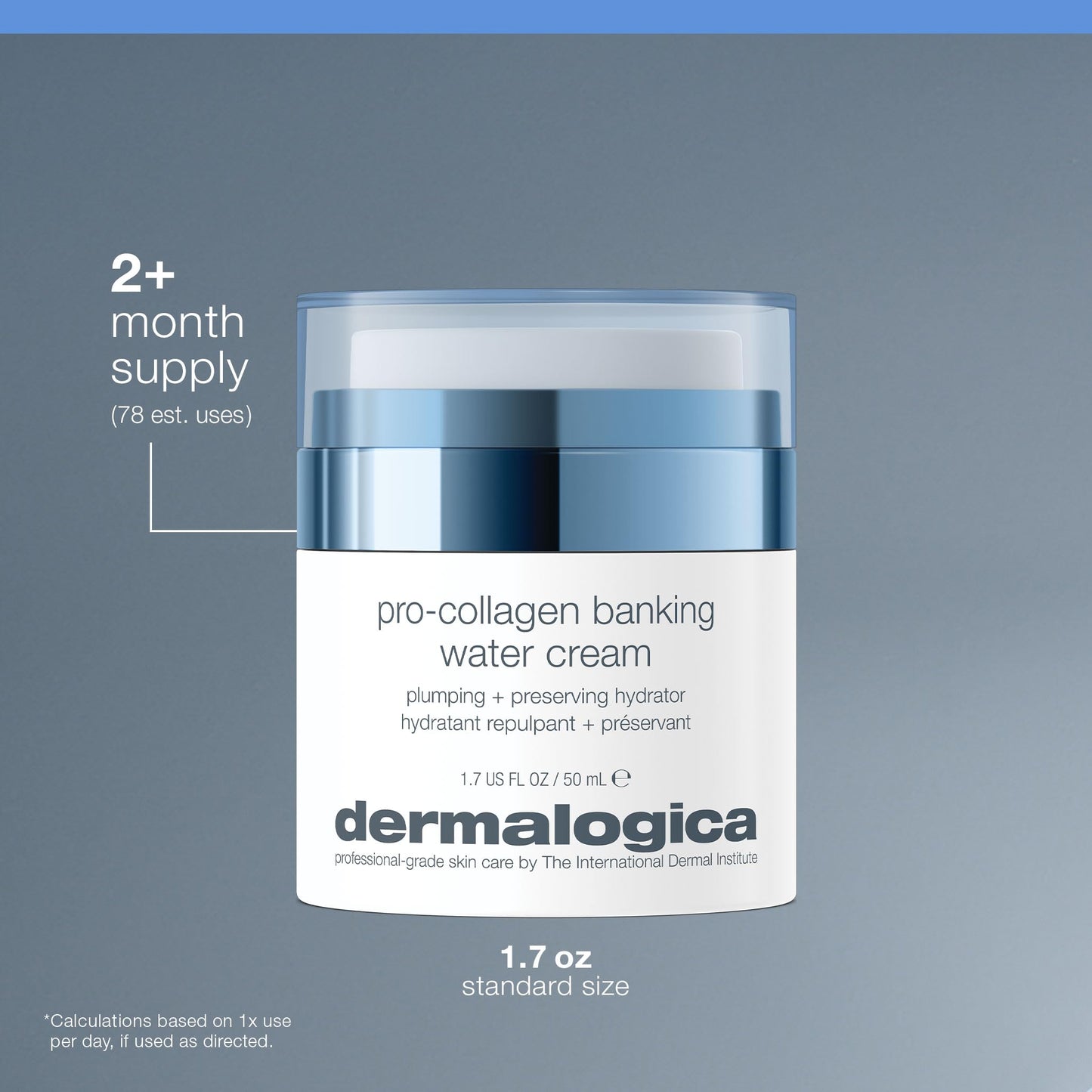 Slate Gray Dermalogica Pro Collagen Banking Water Cream, Collagen Moisturizer for Face - Preserving Collagen and Elastin, Supports Skin Barrier, 1.7 fl oz
