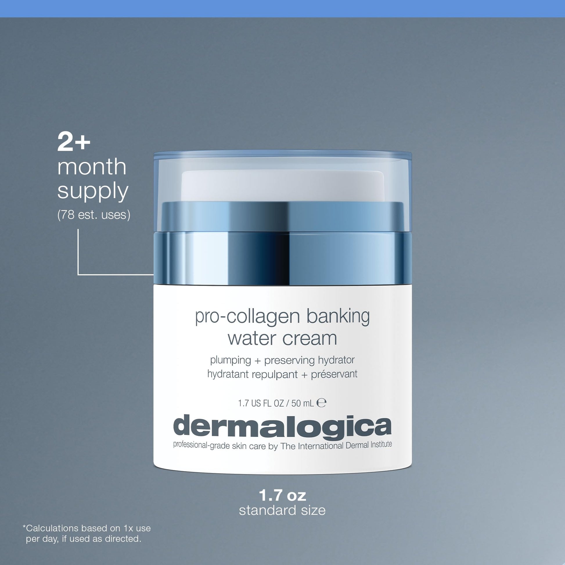 Slate Gray Dermalogica Pro Collagen Banking Water Cream, Collagen Moisturizer for Face - Preserving Collagen and Elastin, Supports Skin Barrier, 1.7 fl oz