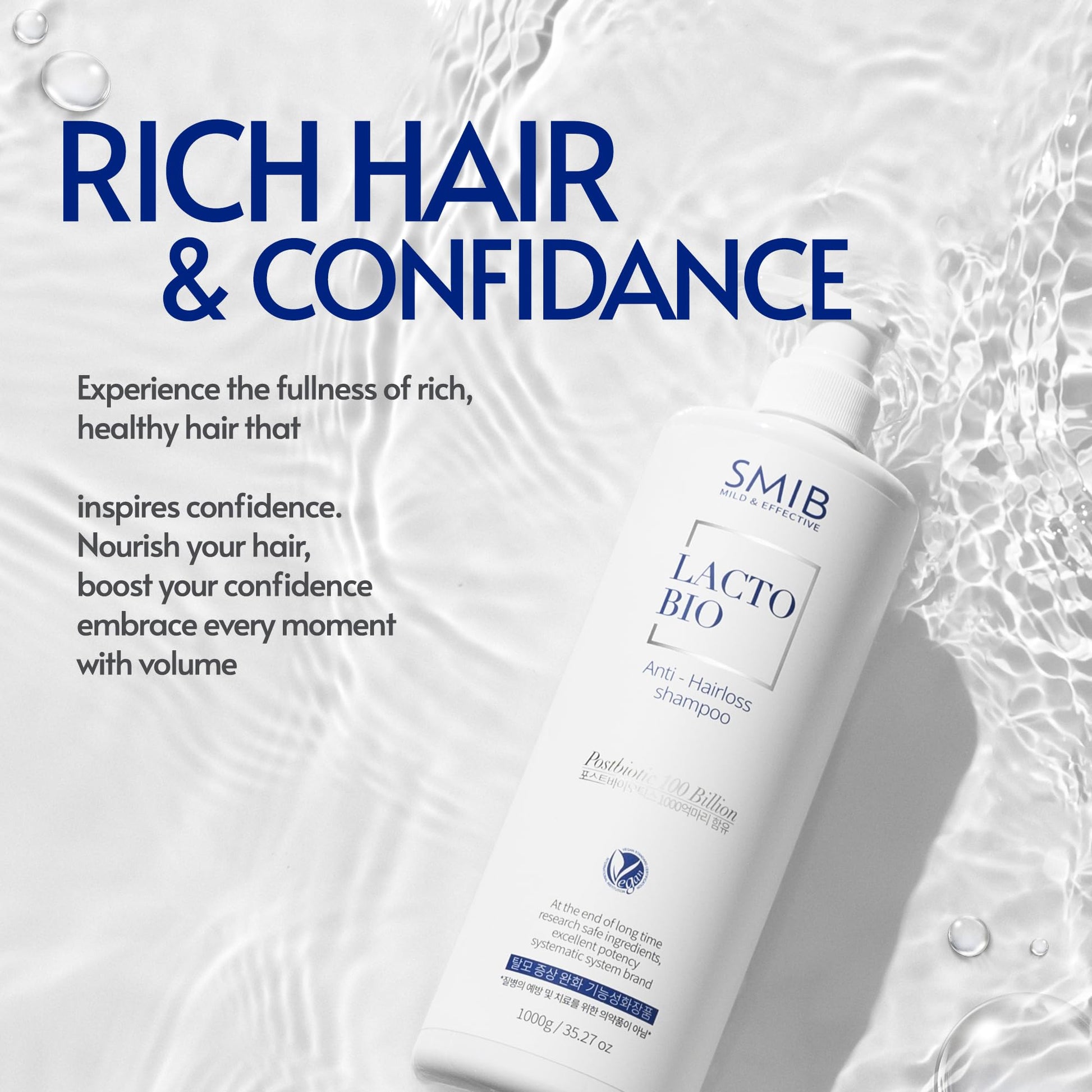 Lavender SMIB Lactobio Shampoo – With 100 Billion Postbiotics – For Fuller-Looking Hair and Scalp Care – Korean-Inspired Formula (35.27 oz)