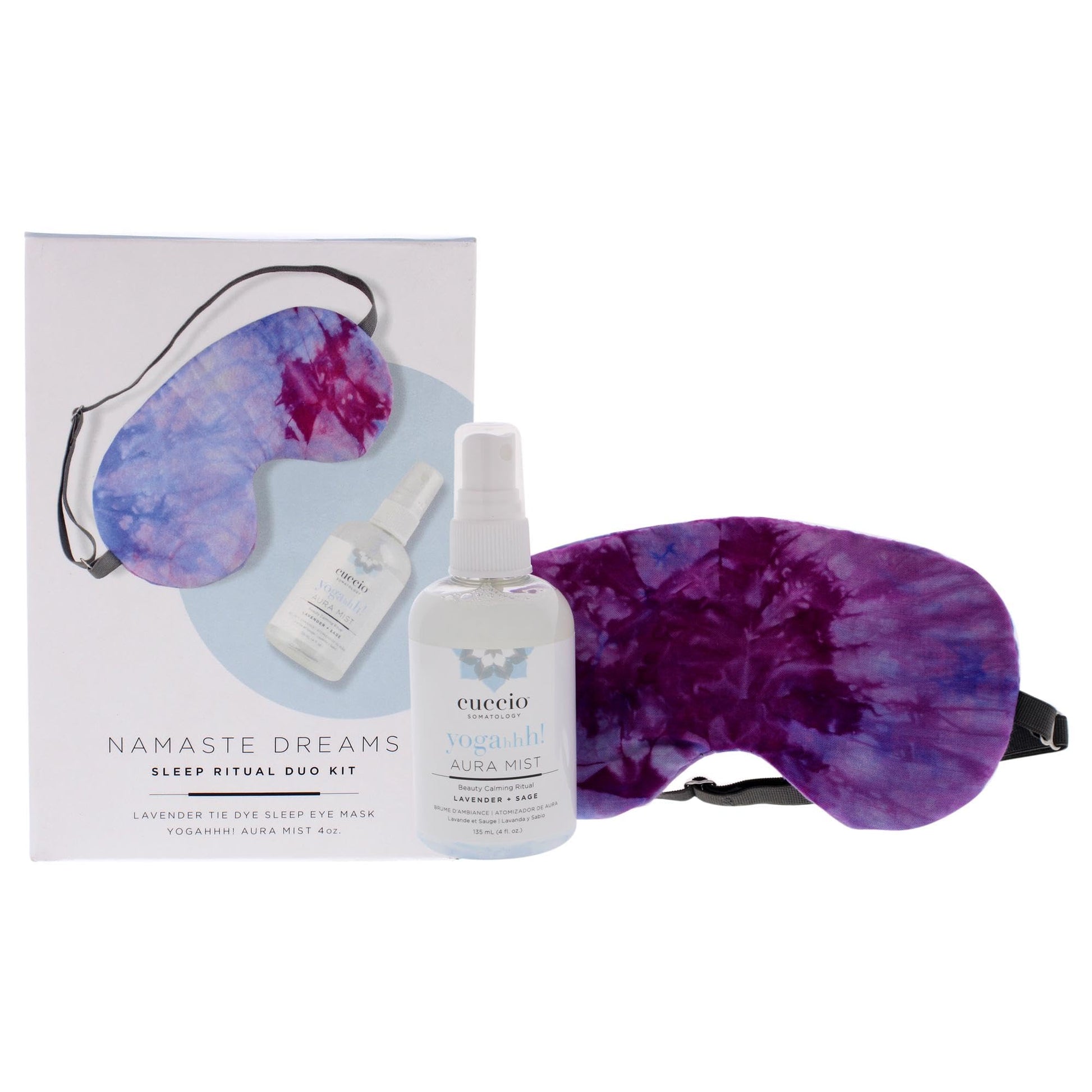 White Smoke Cuccio Somatology Namaste Dream Kit - Bedtime Aromatherapy Ritual - Relax and Calm Senses - For Restful Sleep, Wake Up Refreshed and Aware - with Lavender Infused Room Mist and Eye Mask - 2 Piece Kit