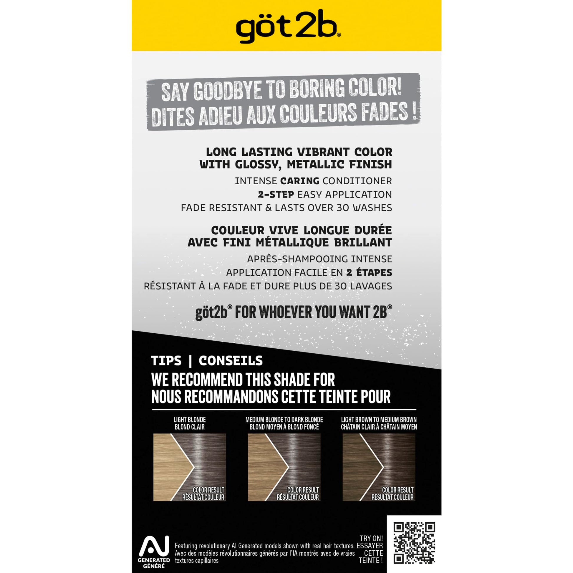 Black Got2b Metallics Permanent Hair Color, M72 Dusty Silver