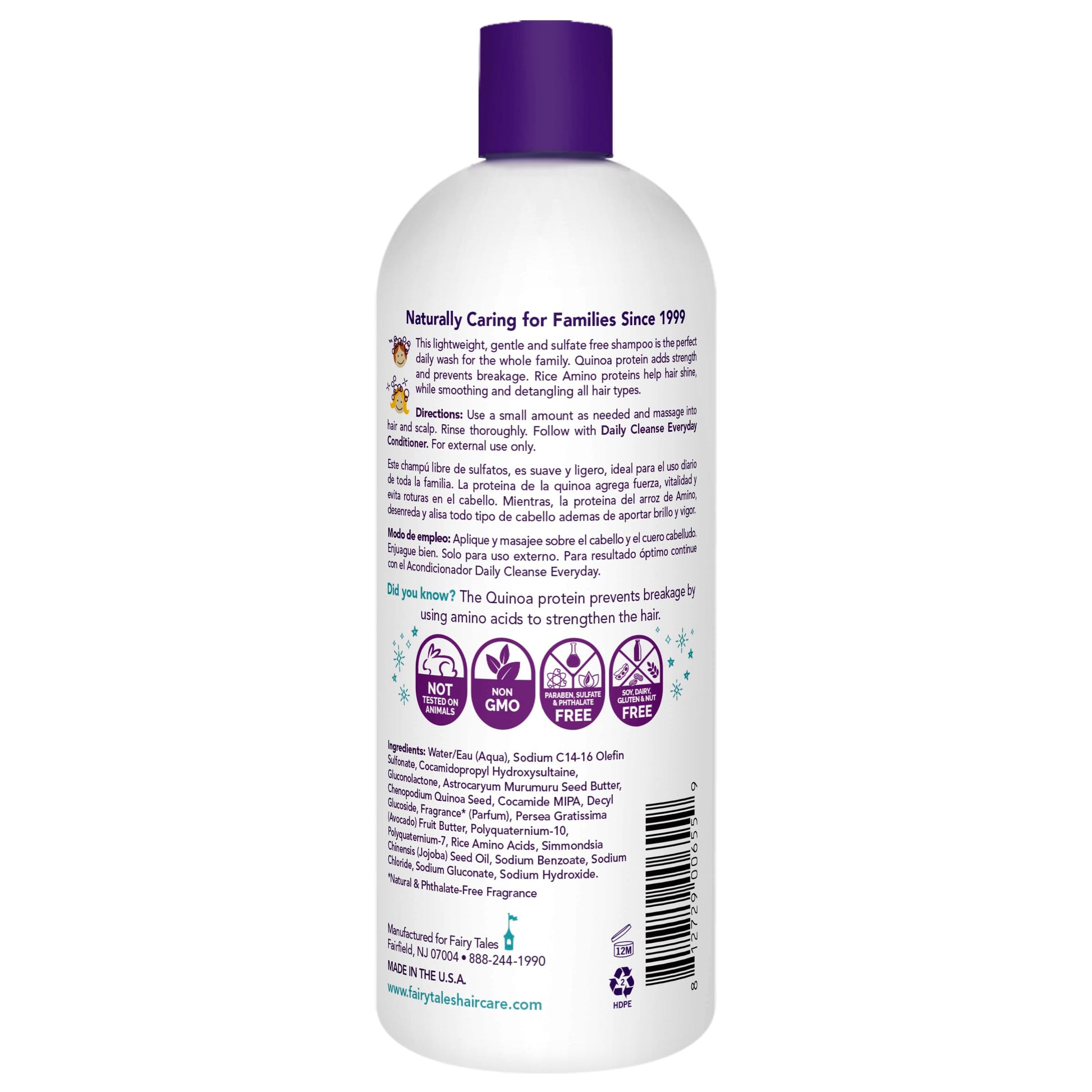 White Smoke Fairy Tales Daily Cleanse Everyday Kids Shampoo - Gentle Natural Defining Shampoo, Tangle Free, Moisturizing and Hydrating Formula, Clean and Natural Ingredients -Paraben Free - 32 oz.