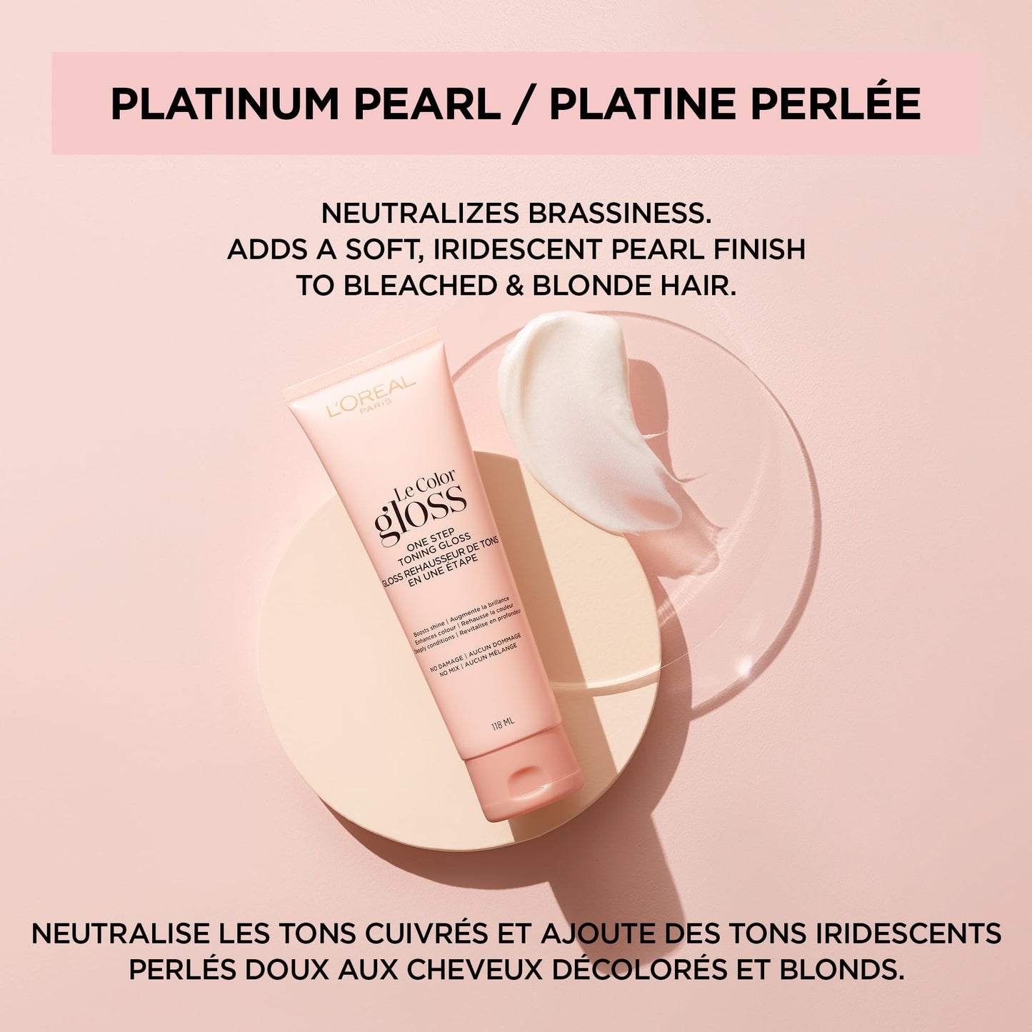 Thistle L’Oreal Paris Le Color Gloss One Step In-Shower Toning Hair Gloss for Bleached Hair, Neutralizes Brass, Conditions & Boosts Shine, Platinum Pearl, 4 Ounce