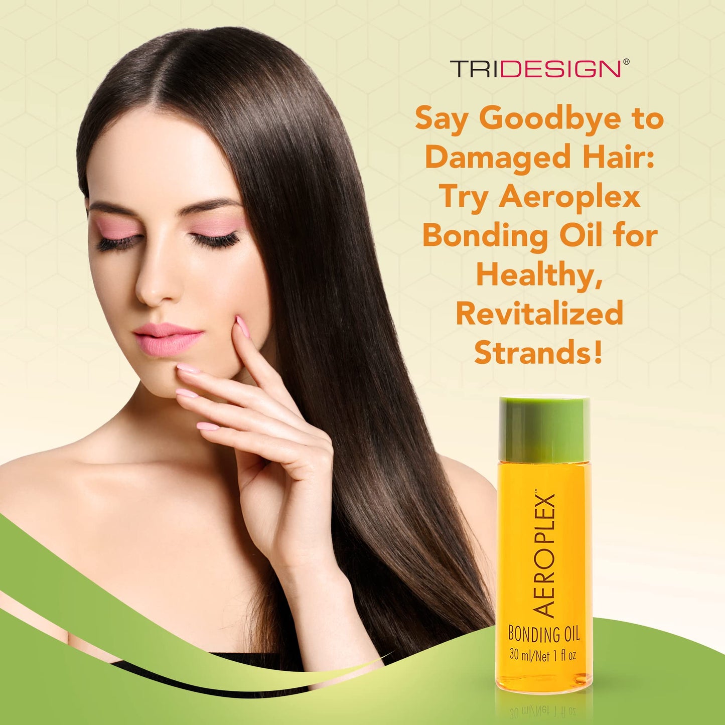 Bisque TRIDESIGN Aeroplex Bonding Oil - Repairs, Promotes Growth & Prevents Breakage - Silky Serum for Dry, Damaged & Frizzy Hair - Travel Size 30ml - Salon-Tested with UV & Heat Protection