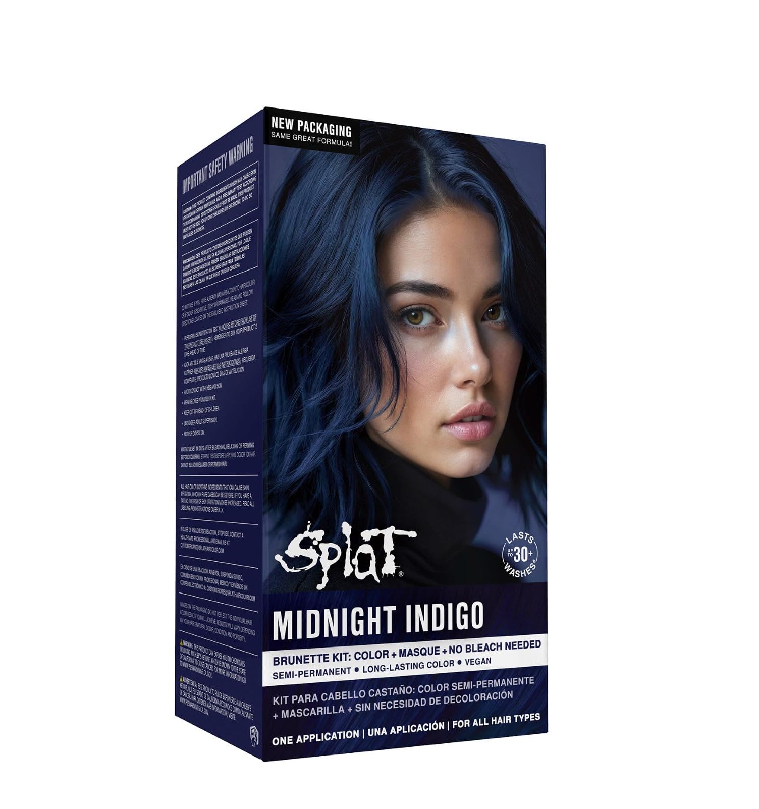 Black Splat Midnight Indigo Vegan and Cruelty-Free Semi-Permanent Hair Color Dye, 6 Fl Oz