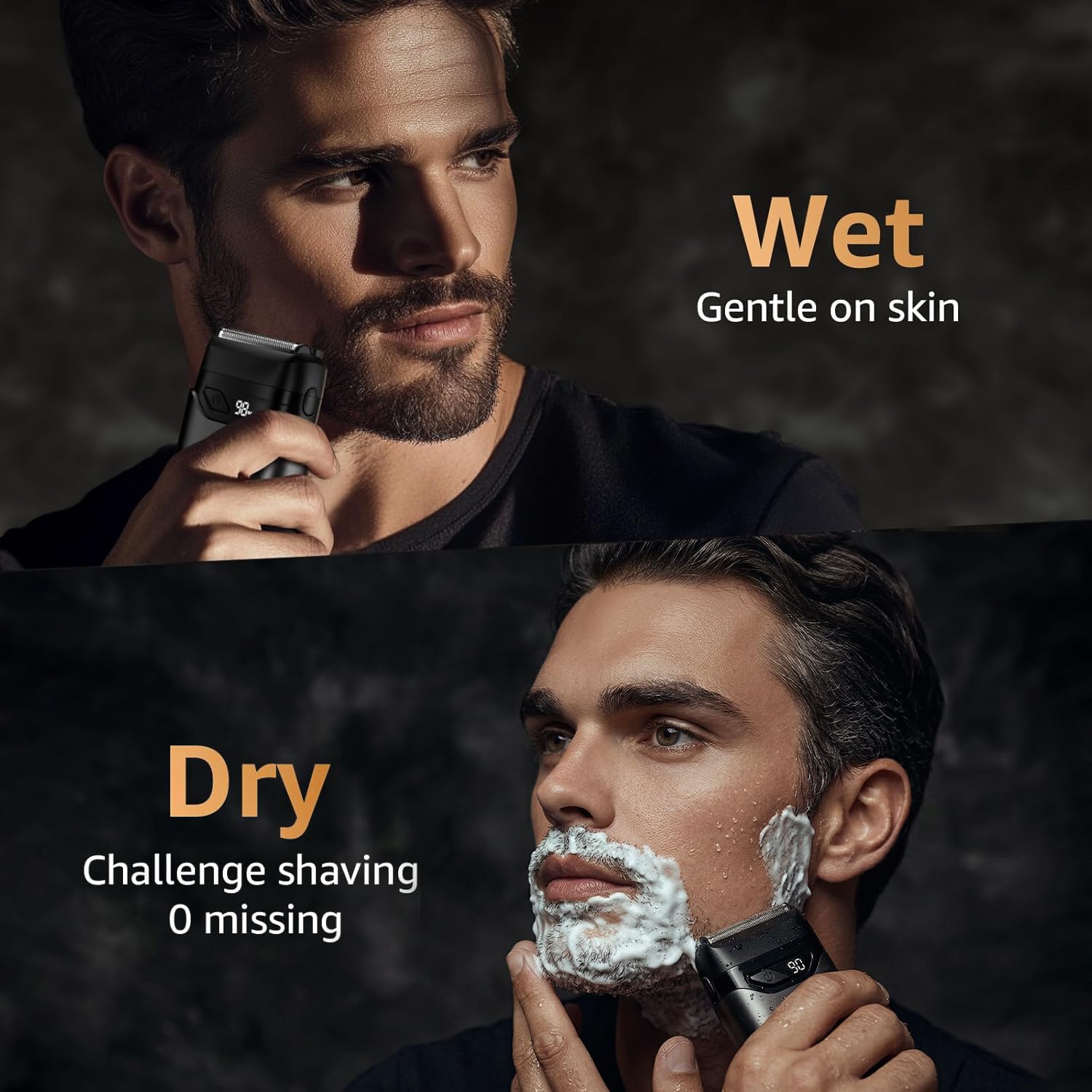 Black Mbzoey Electric Foil Shavers for Men: Mini Electric Razor for Face - IPX7 Waterproof Cordless Razor with LED Display & Fast Charge - Micro-Comb Technology & Precision Blades