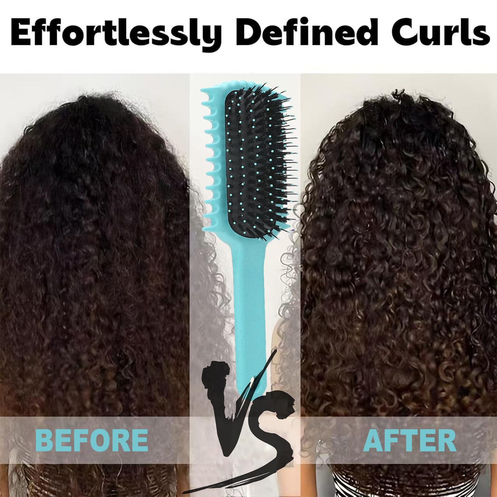 Black Curly Hair Brush, Volume Curl Defining Brush for Detangling Shaping and Styling Women's Curls, Reduce Pulling (Green)