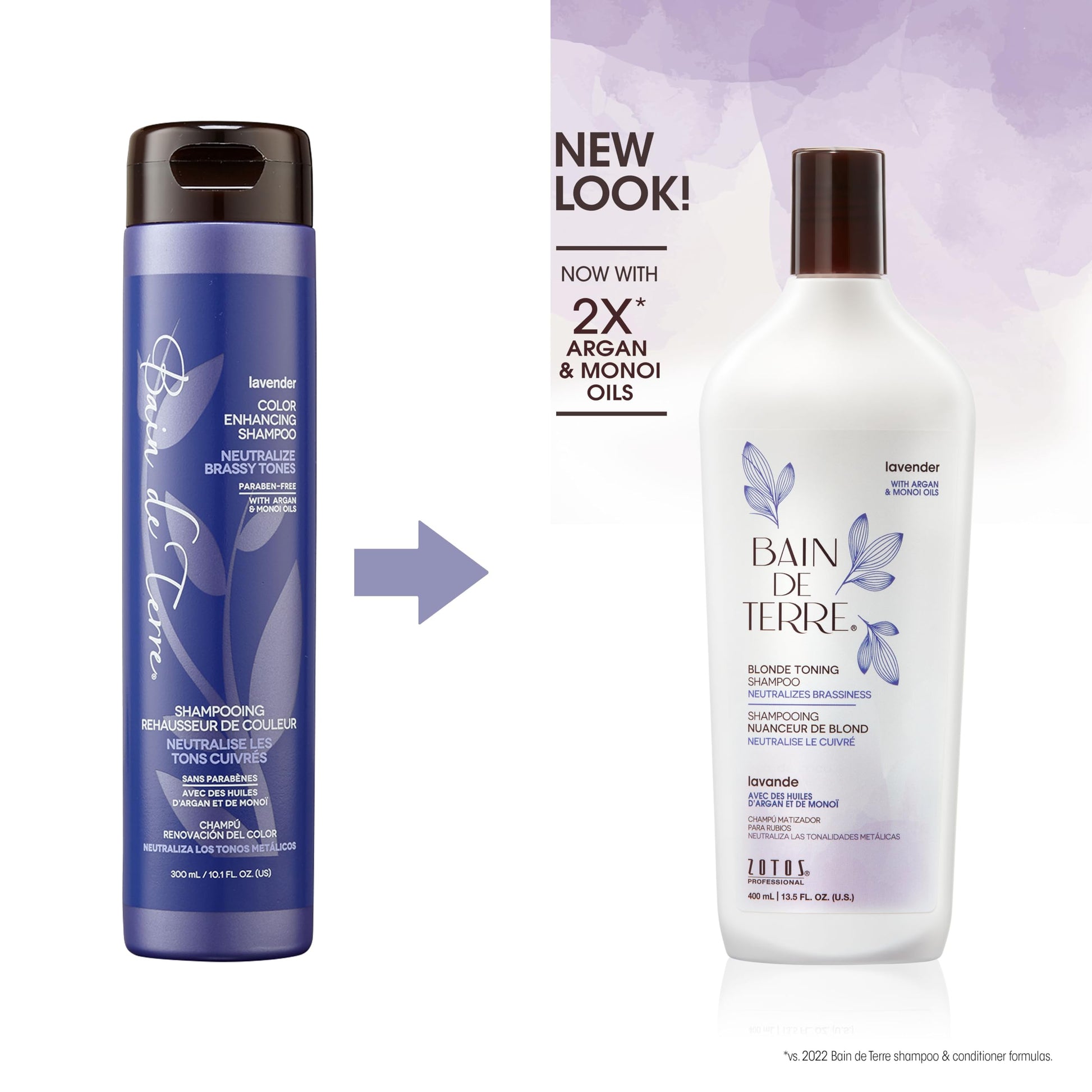 White Smoke Bain de Terre Lavender Blonde Toning Shampoo, Neutralize Brassy Tones for Cool Blonde, Highlighted or Gray Hair, with Argan & Monoi Oils, Paraben-Free, Vegan, 13.5 Fl Oz