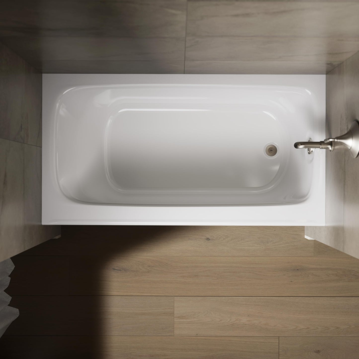 Dim Gray KOHLER 1150-RA-0 Bancroft 60" x 32" Acrylic Alcove Bathtub with Integral Flange and Right Hand Drain, Integral Apron, White