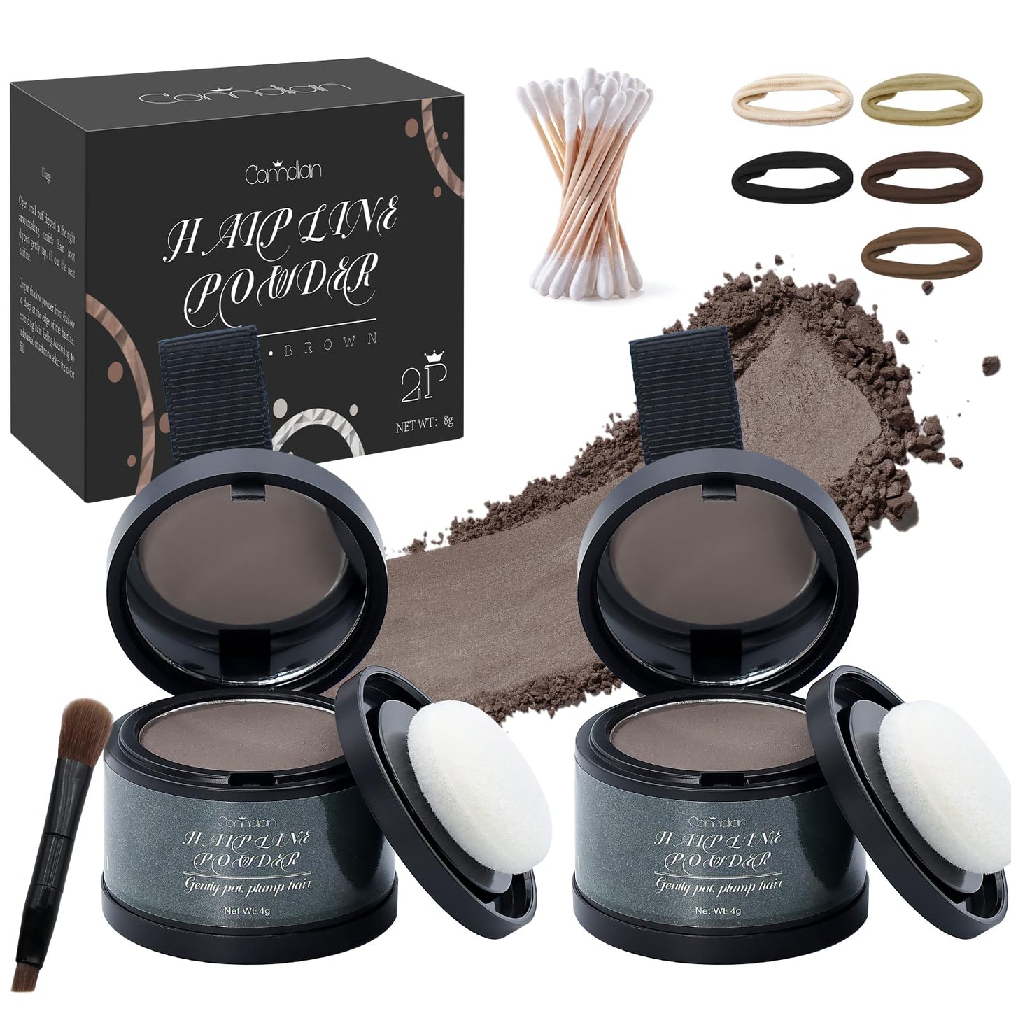 White Smoke 2 Pack Hairline Powder for Women and Men, Used to Root Touch Up Hair Color, Thinning and Gray Hair Coverage and Bald Spots Coverage, Dark Brown