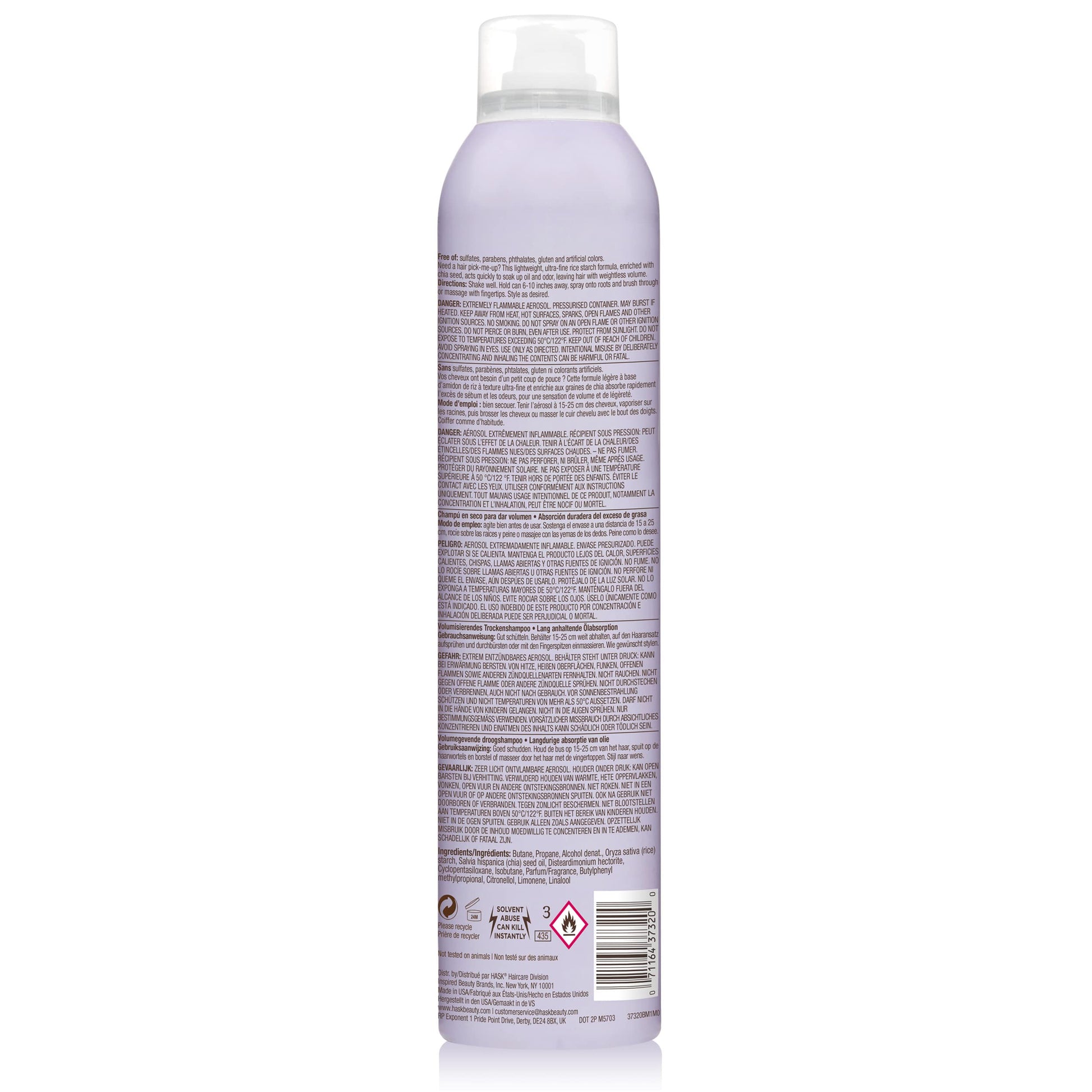 Dark Gray HASK Chia Seed Long-lasting Absorption Volumizing Dry Shampoo, 6.5 Oz
