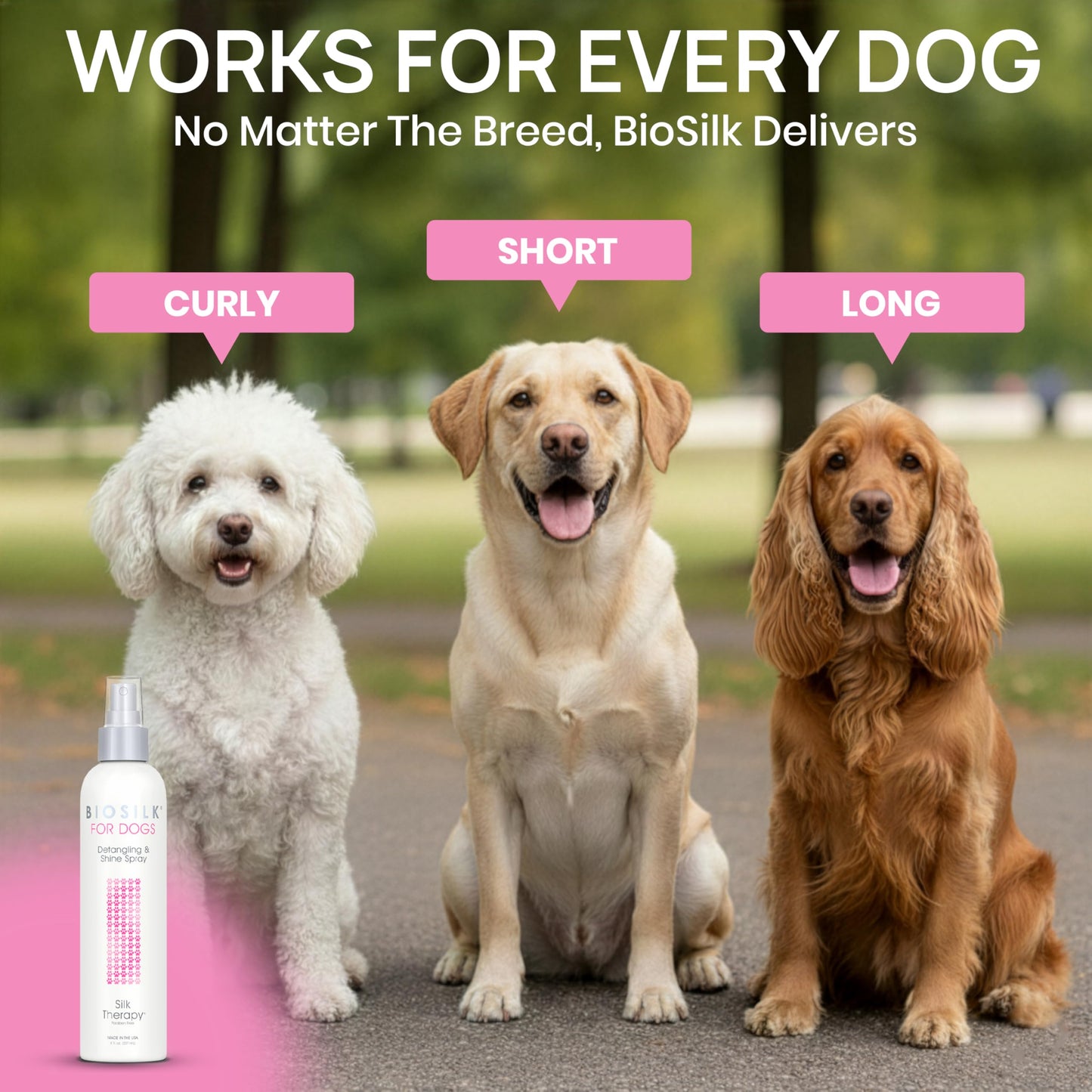 Rosy Brown BioSilk for Dogs Silk Therapy Detangling Plus Shine Protecting Mist for Dogs
