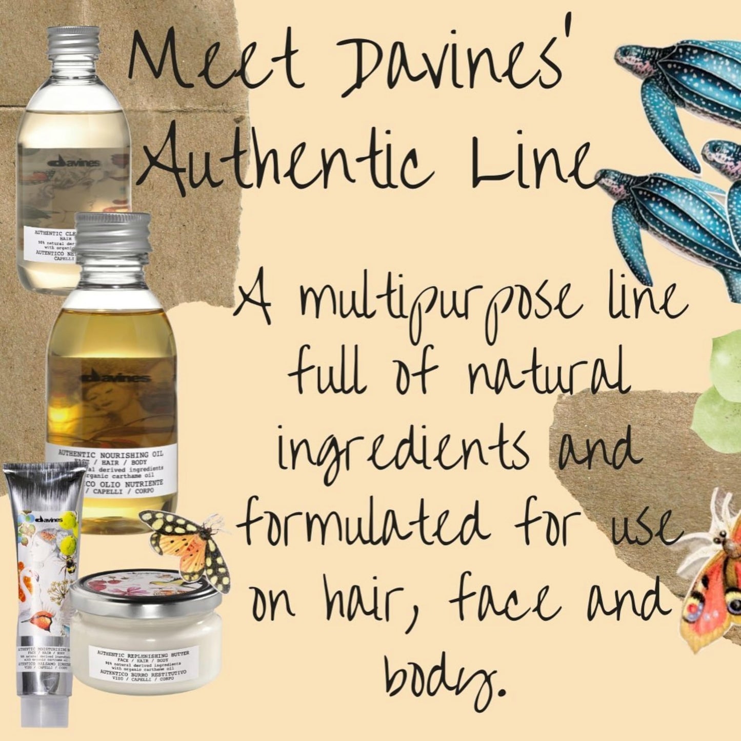 Wheat Davines Authentic Cleansing Nectar, Multi-Functional Shampoo & Body Wash - Gentle Oil-Based Cleanser with 98% Natural Ingredients - Hydrates Hair & Skin, 9.47 Fl Oz