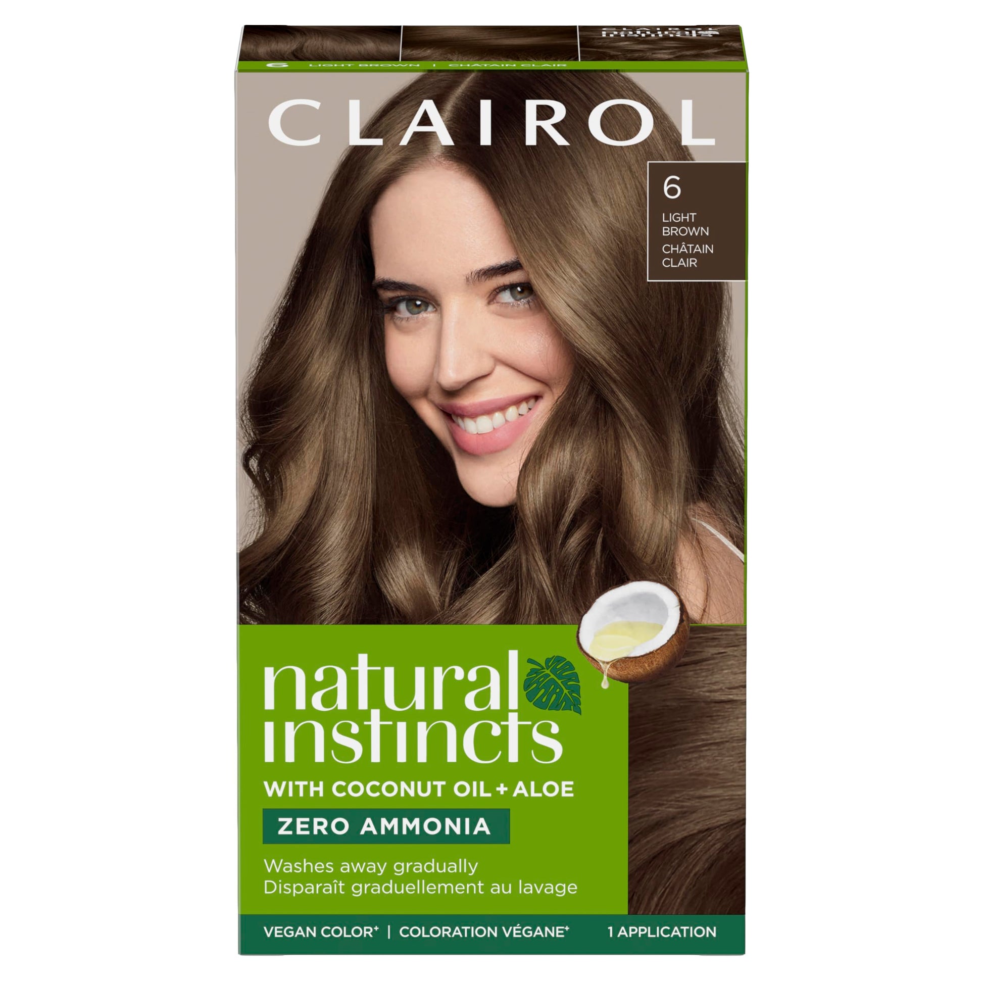 Black Clairol Natural Instincts Demi-Permanent Hair Color, 6 Light Brown Hair Color, Pack of 1