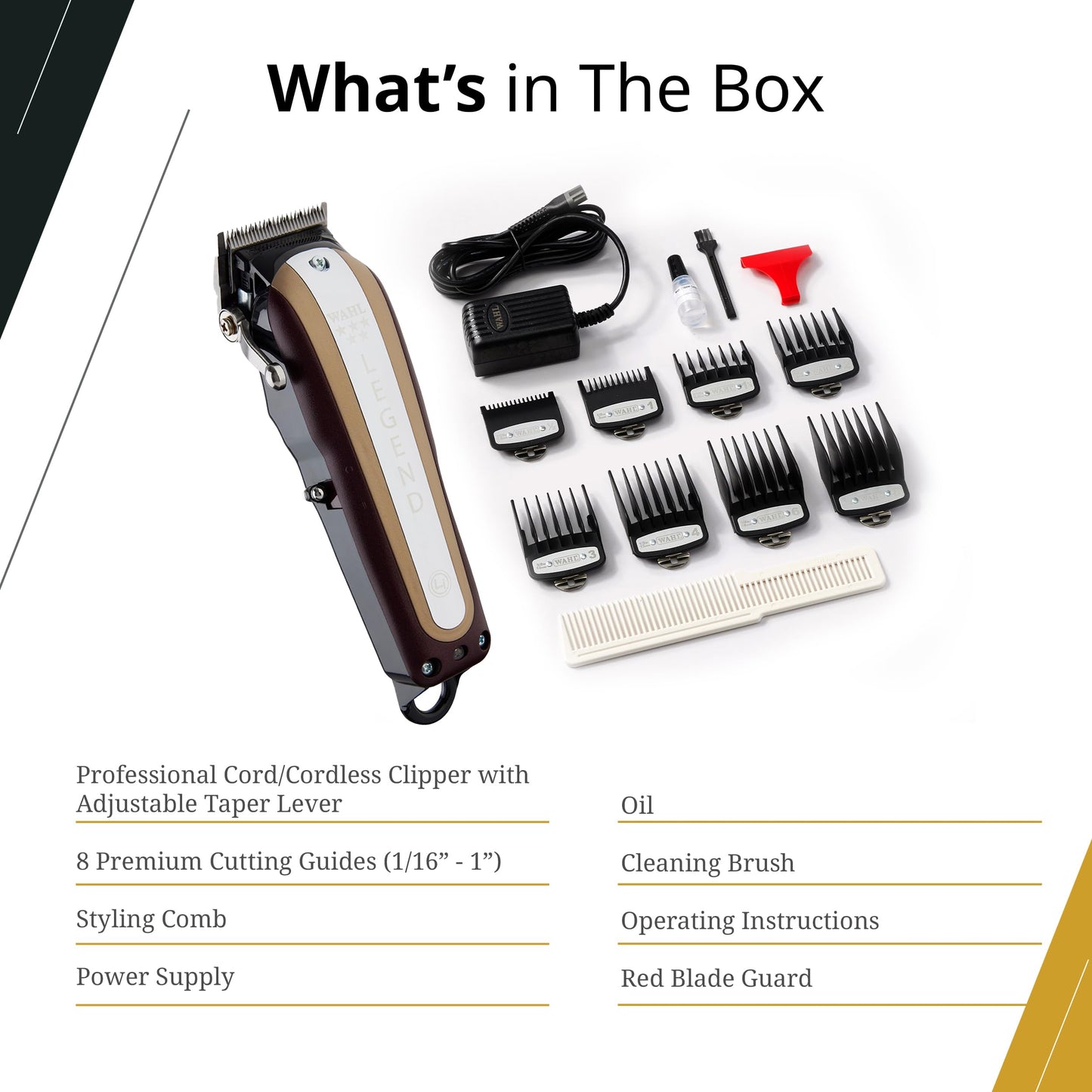 White Smoke Wahl Professional 5 Star Series Cordless Legend Clipper, High-Performance Hair Cutting Tool with 100-Minute Run Time, Lithium Ion