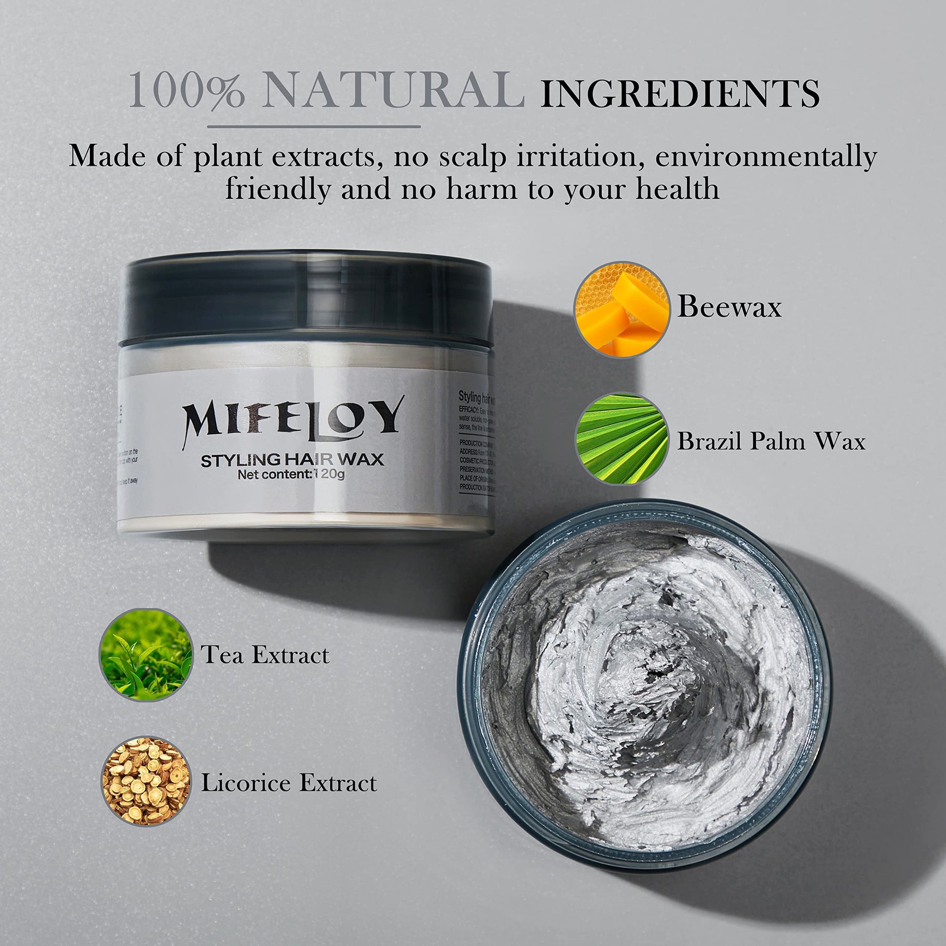 Gray Mifeloy Temporary Silver Gray Hair Spray Color Wax 4.23 oz, Instant Natural Hairstyle Cream Dye, Disposable Coloring Mud for Men Women Youth, Grey Styling Pomades, Party Cosplay DIY Halloween